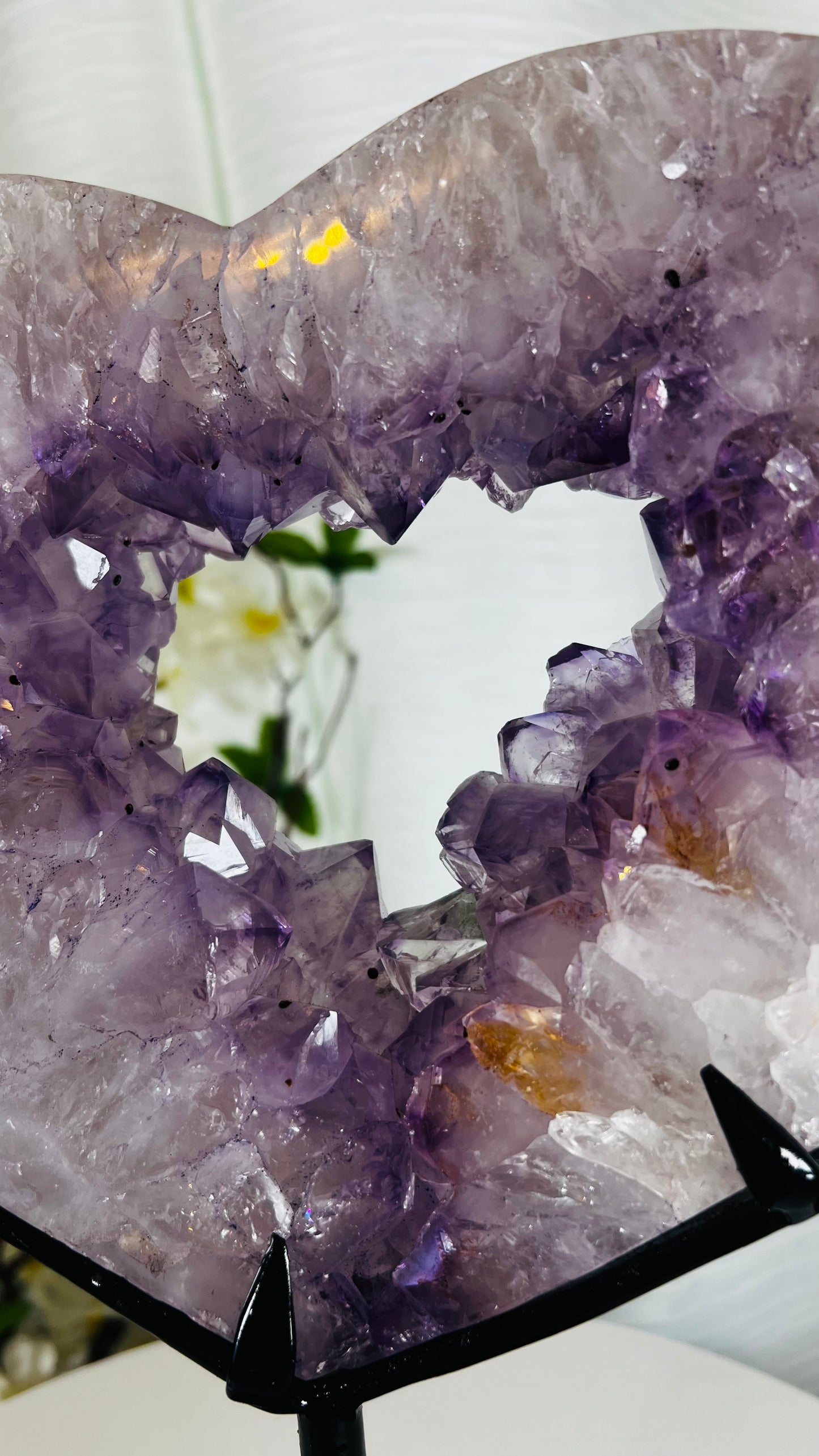 Natural Amethyst Heart on Stand - A0004
