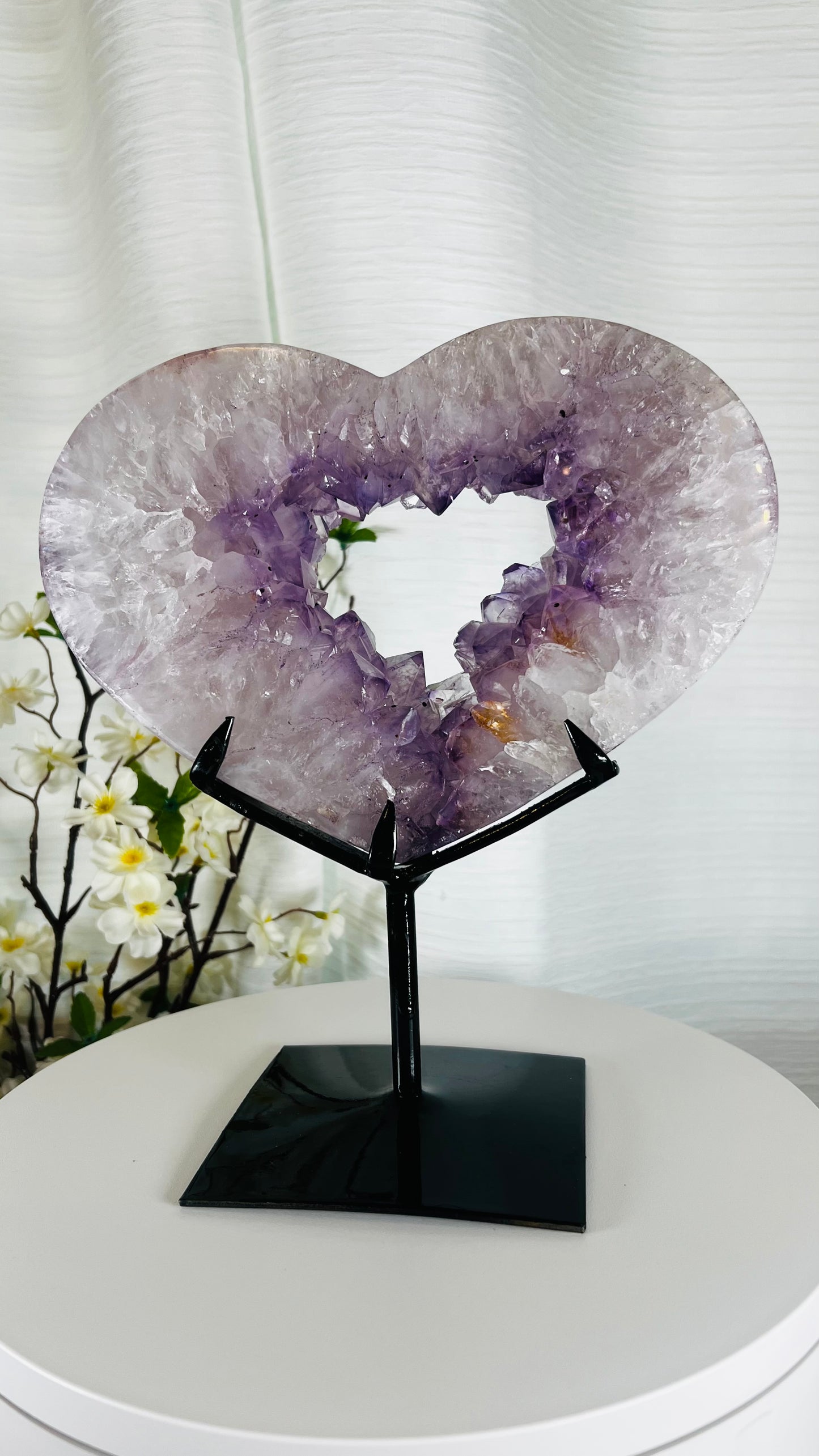 Natural Amethyst Heart on Stand - A0004