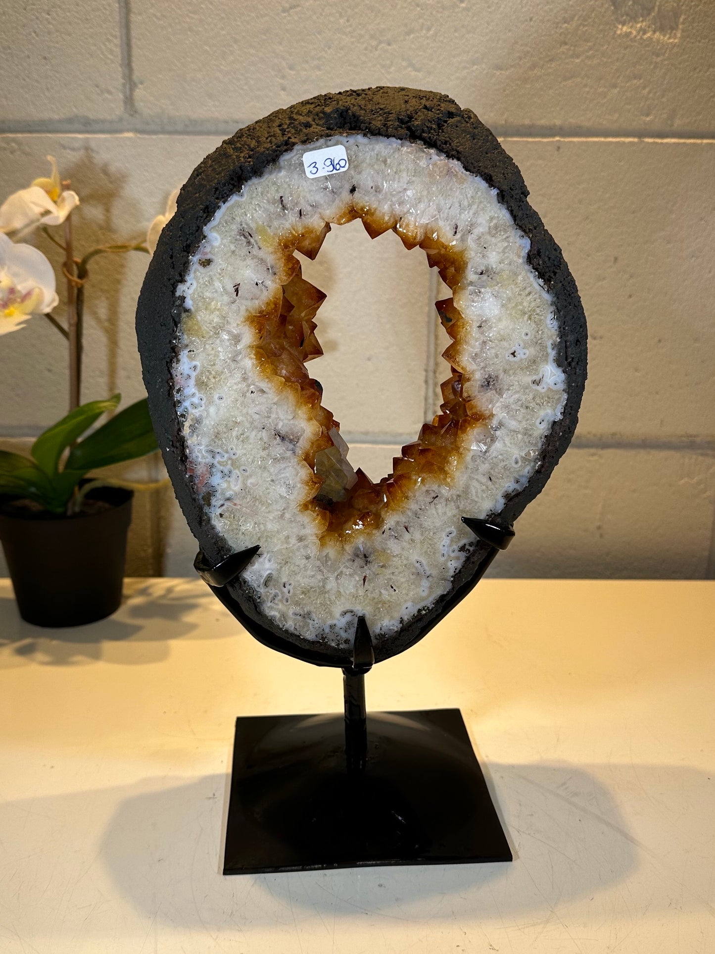 8.58 LB  AAA Citrine Portal Quartz Crystal Druzy on Stand (A47)