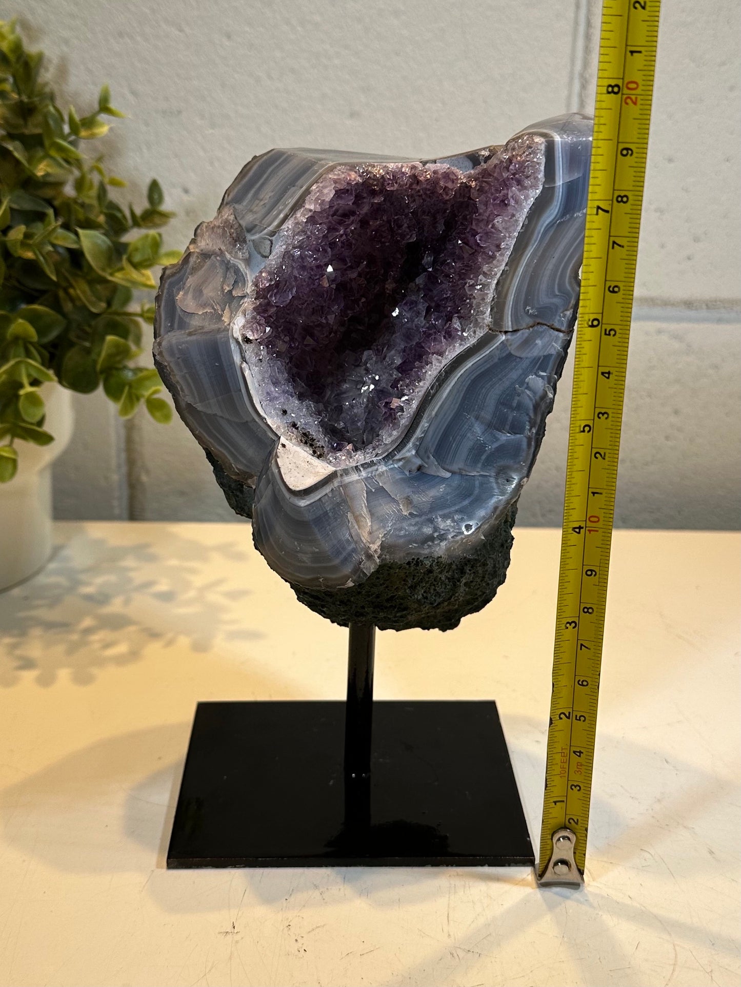 3.56 Lb Natural Polished Amethyst Quartz Crystal Druzy on Stand (A54)