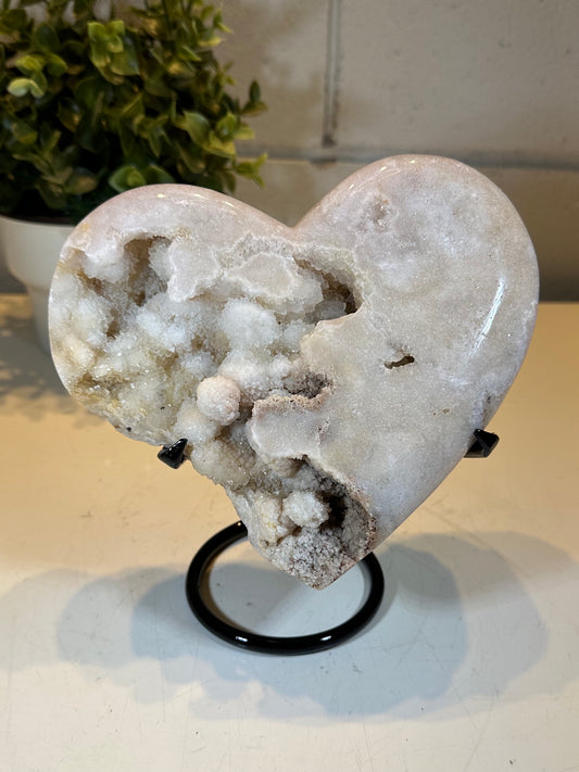 3.43 lb AAA Heart Amethyst Quartz Crystal Druzy on Stand (A46)