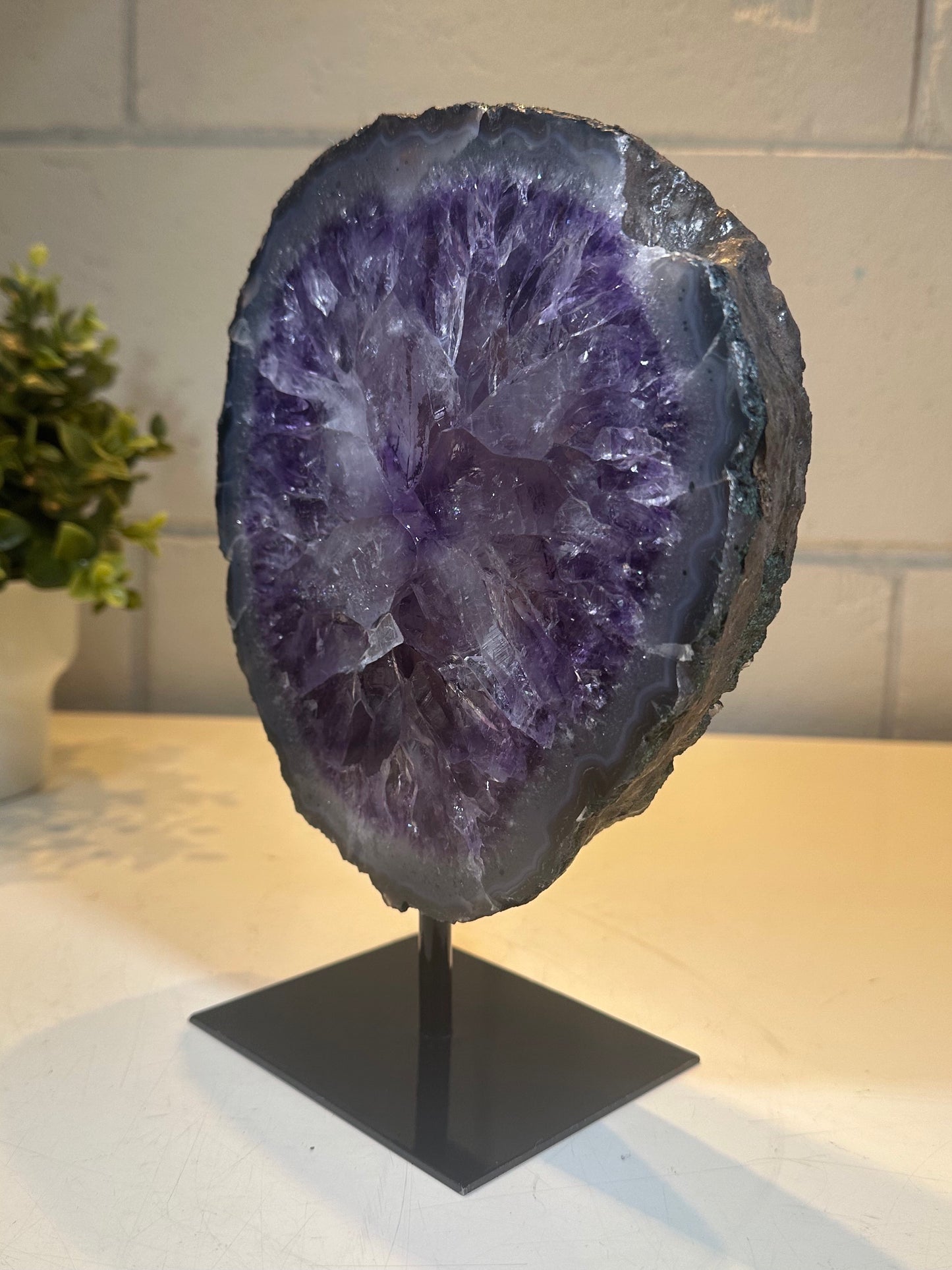 5.06 Lb AAA Natural Amethyst Quartz Crystal Druzy on Stand  (A56)