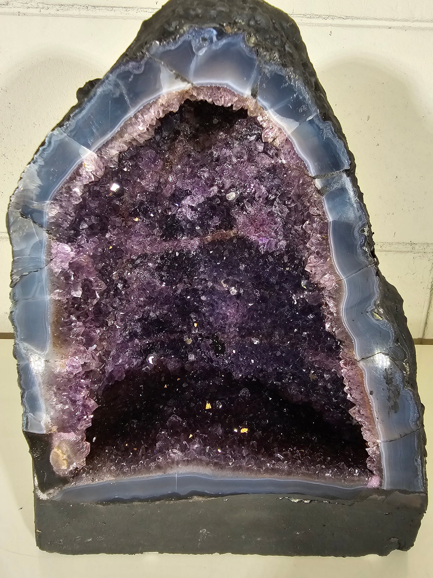 18.92 LB Natural Amethyst Cathedral Quartz Crystal Druzy Large Dark Purple  (A9)