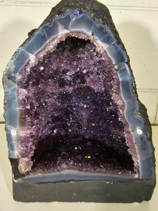 18.92 LB Natural Amethyst Cathedral Quartz Crystal Druzy Large Dark Purple  (A9)