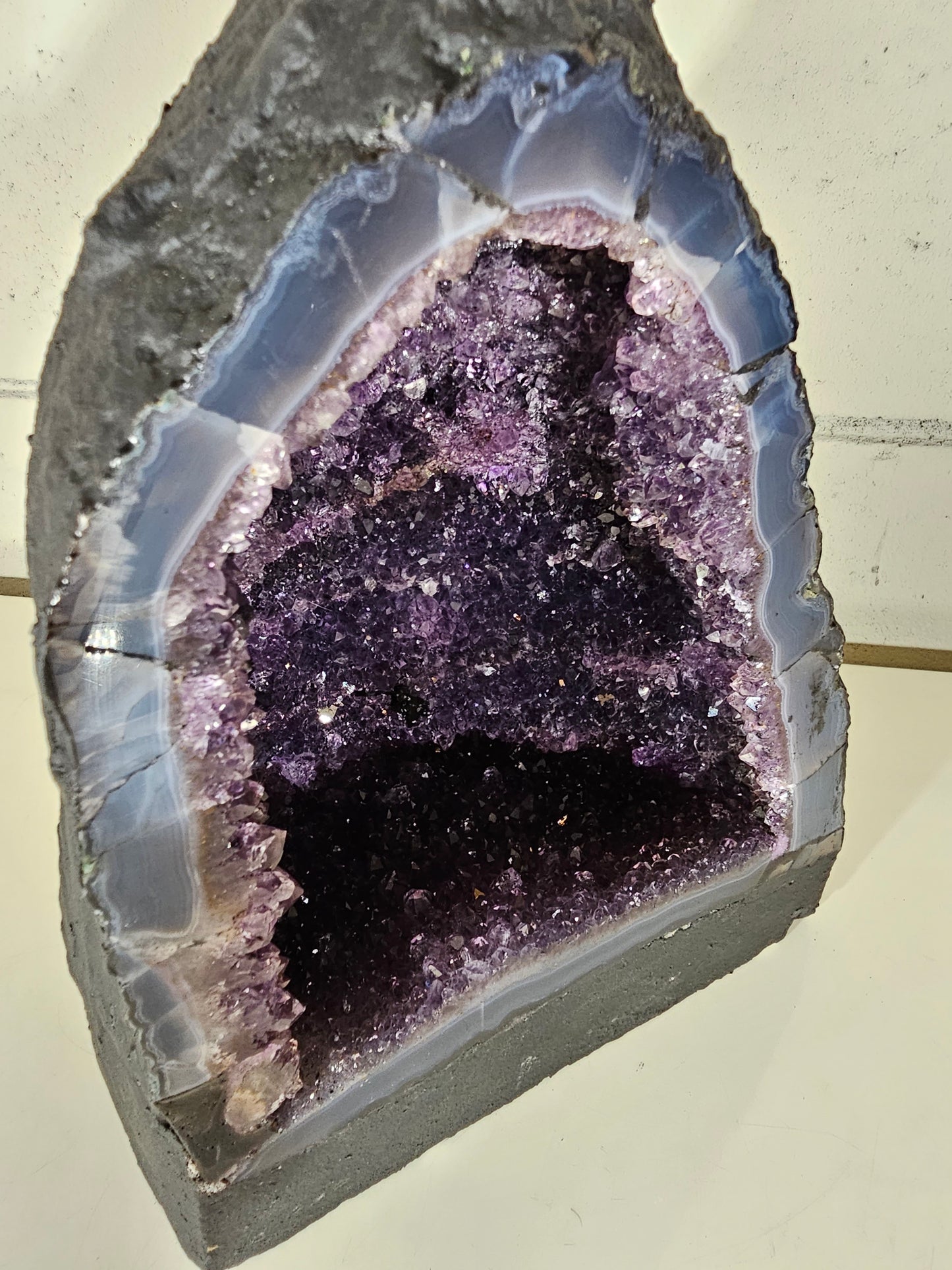 18.92 LB Natural Amethyst Cathedral Quartz Crystal Druzy Large Dark Purple  (A9)