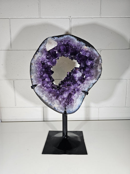 40.96 LB AAA Amethyst Portal Quartz Crystal Druzy Dark Purple on Stand (A41)