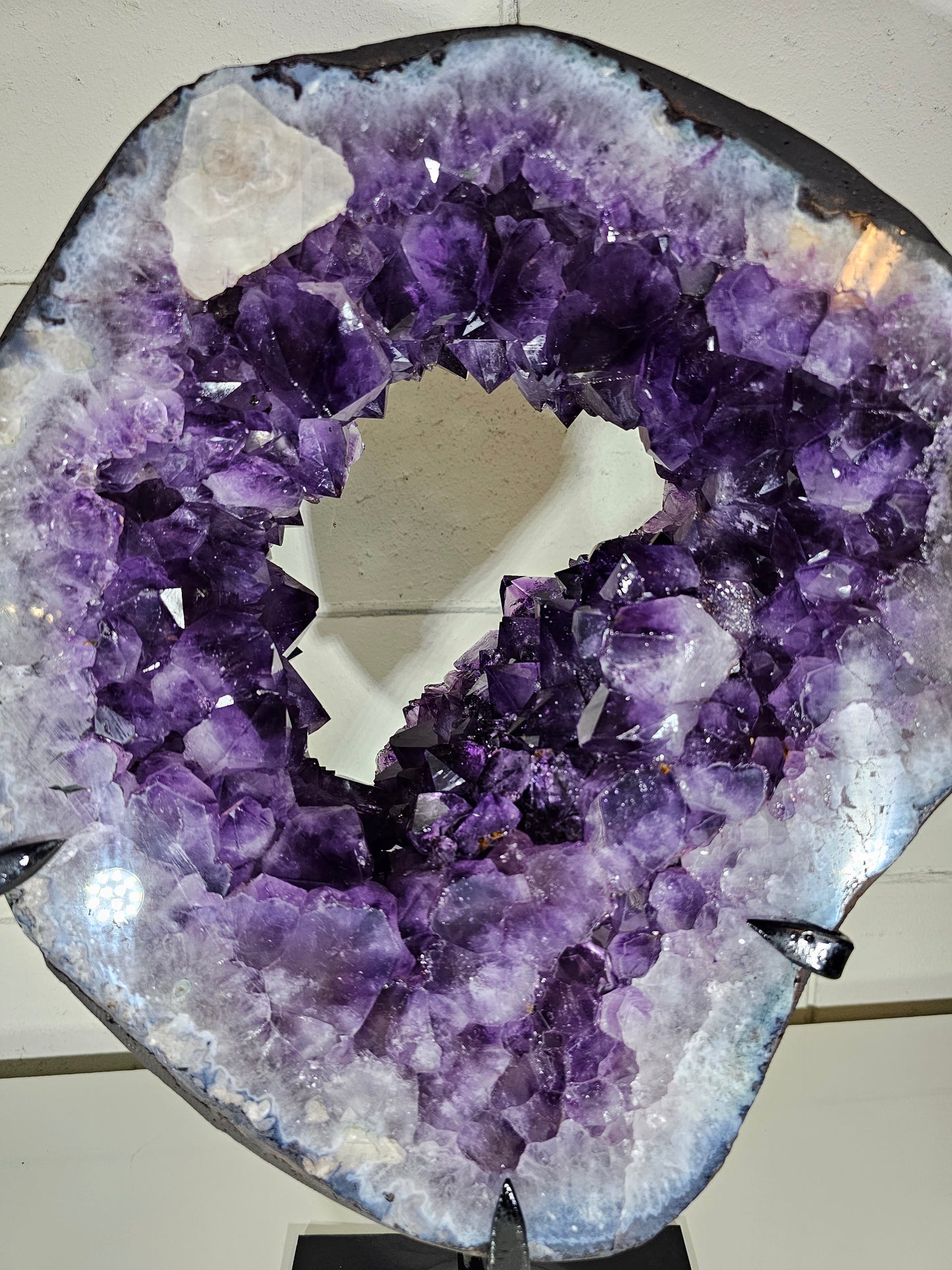 40.96 LB AAA Amethyst Portal Quartz Crystal Druzy Dark Purple on Stand (A41)