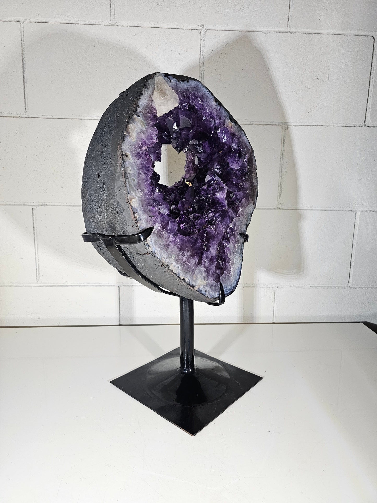 40.96 LB AAA Amethyst Portal Quartz Crystal Druzy Dark Purple on Stand (A41)