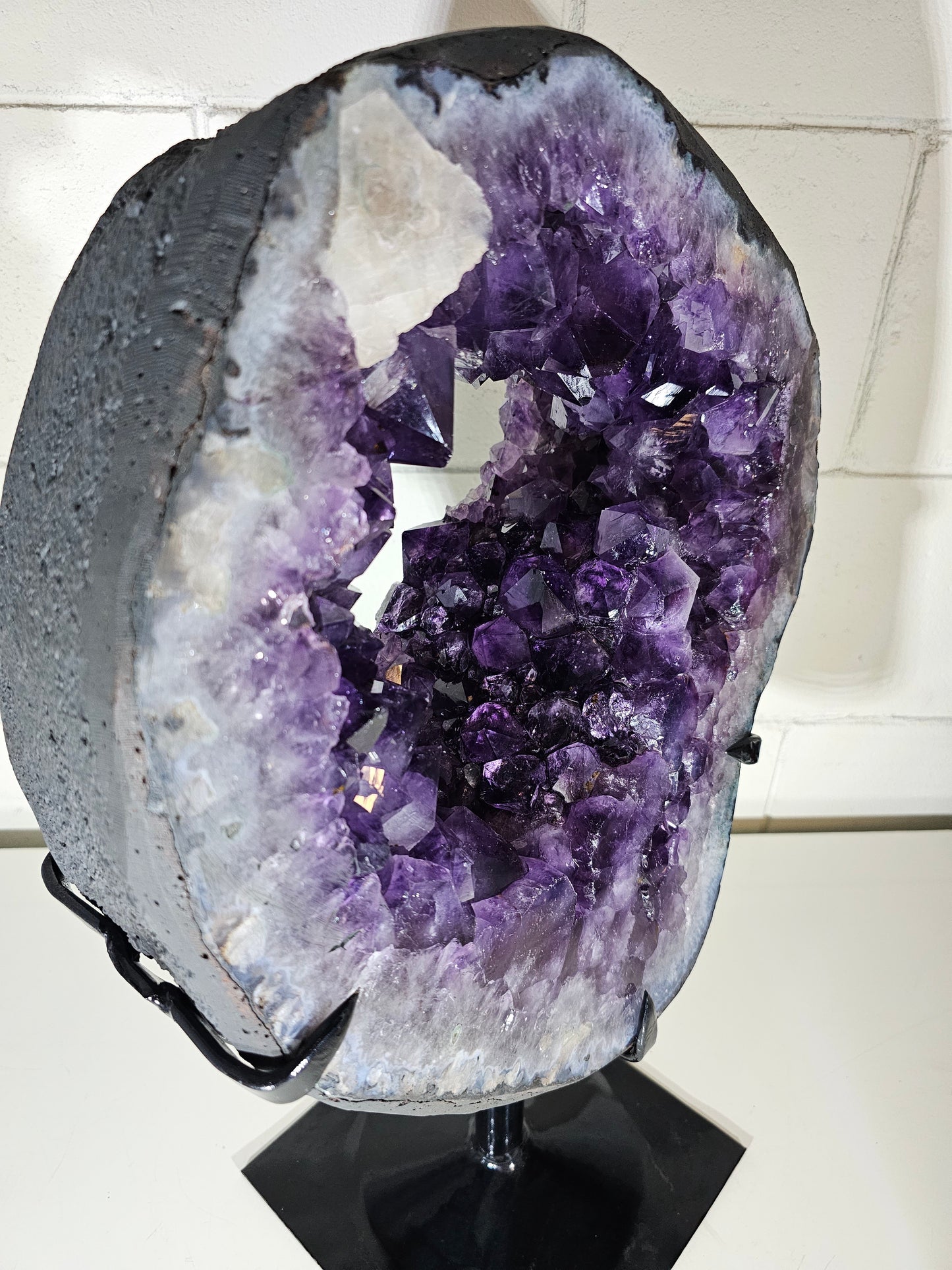 40.96 LB AAA Amethyst Portal Quartz Crystal Druzy Dark Purple on Stand (A41)