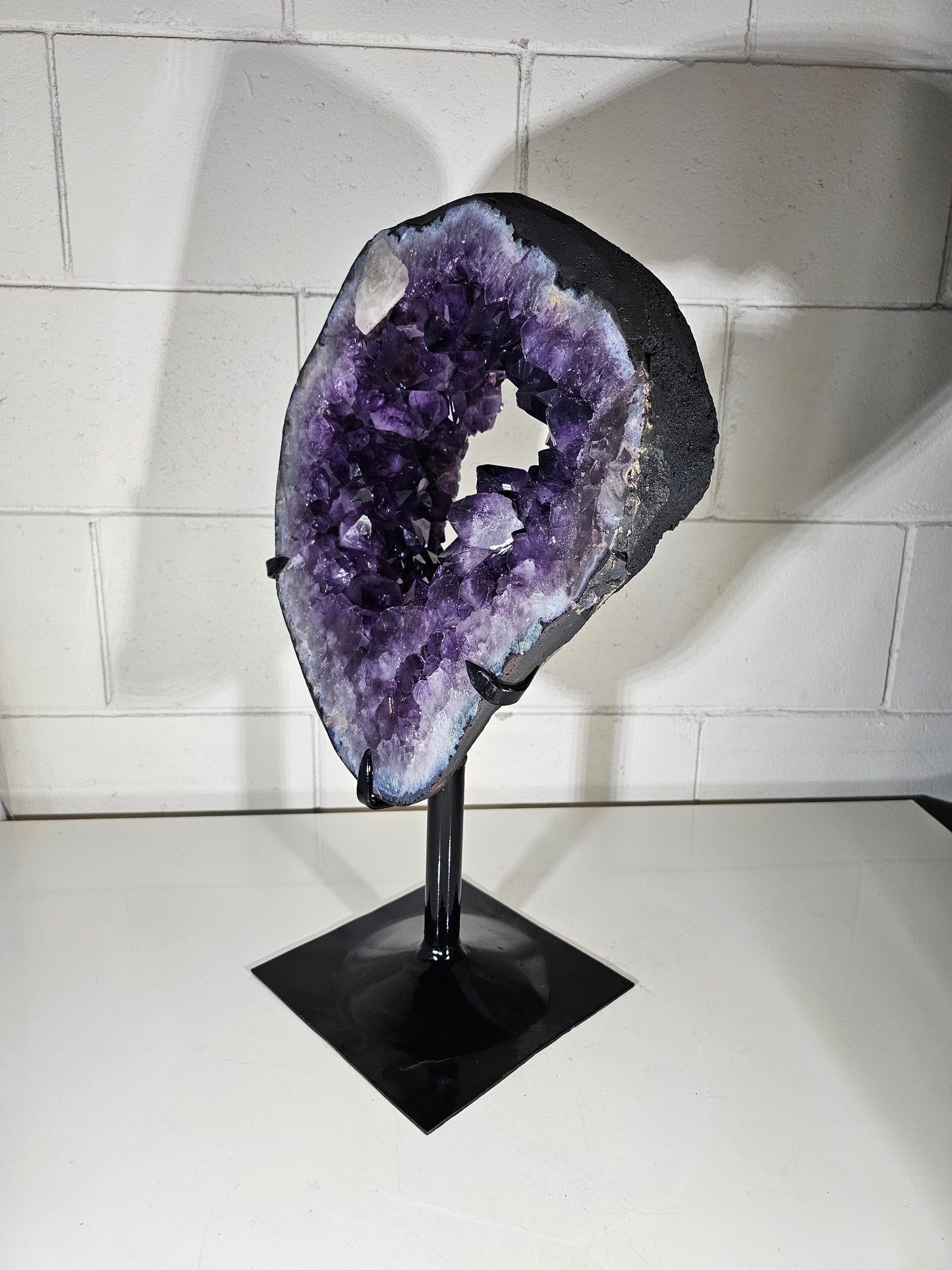 40.96 LB AAA Amethyst Portal Quartz Crystal Druzy Dark Purple on Stand (A41)