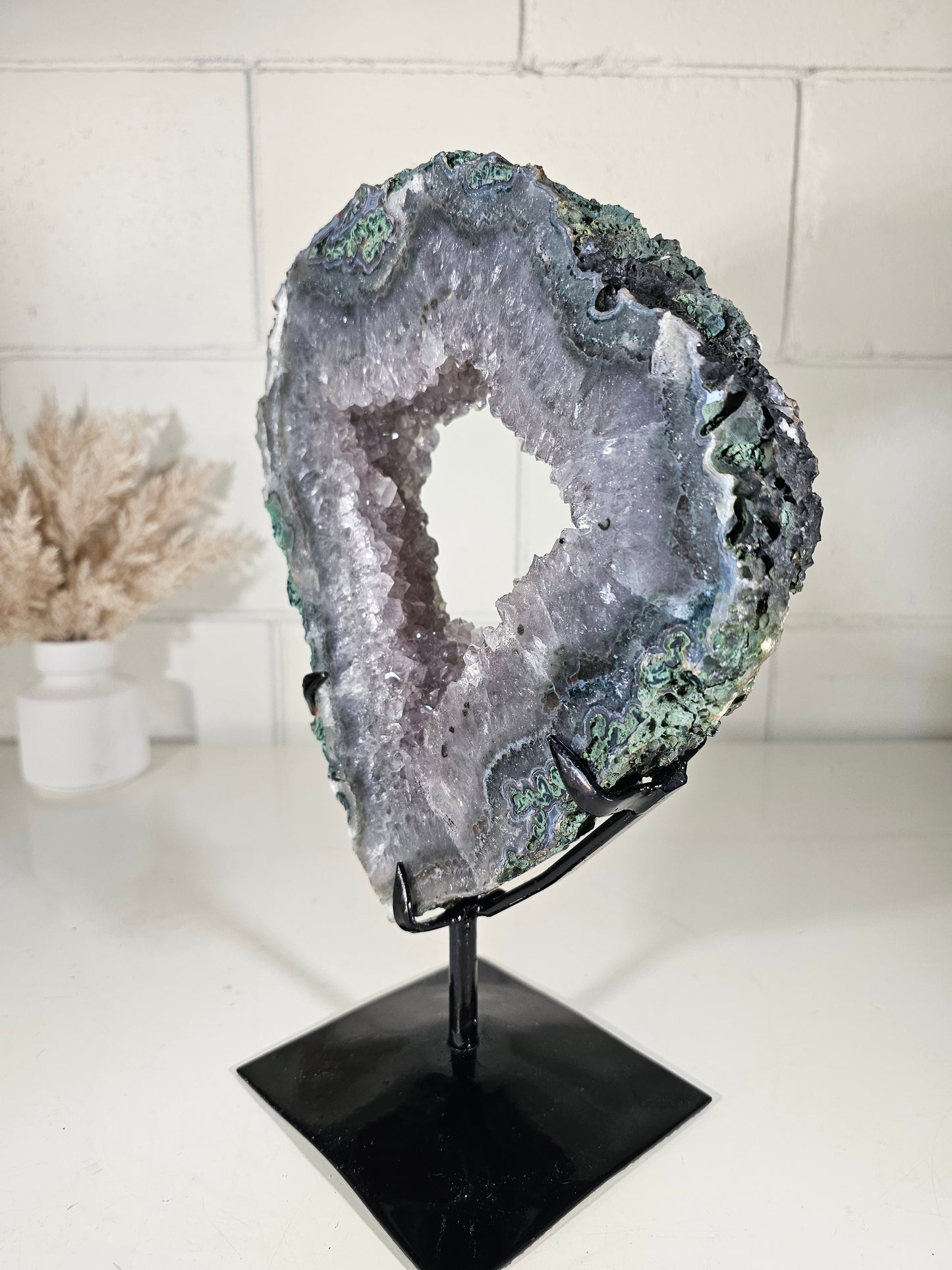 7.34 LB  Natural Druzy Amethyst Portal Quartz Crystal  on Stand (A50)