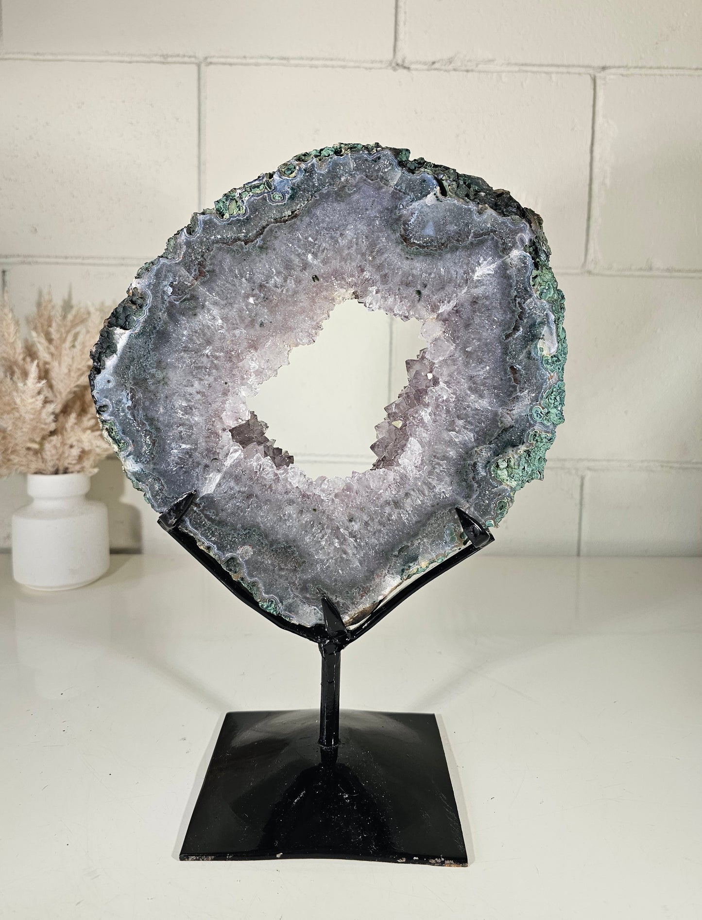 7.34 LB  Natural Druzy Amethyst Portal Quartz Crystal  on Stand (A50)