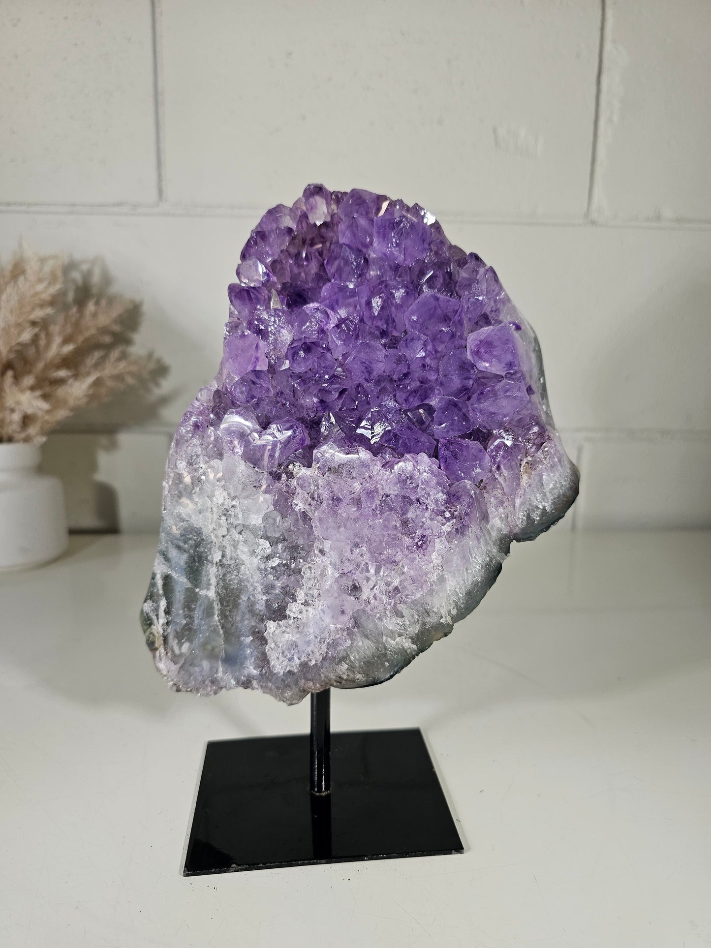 5.89 Lb Natural Amethyst Quartz Crystal Druzy on Stand (A57)