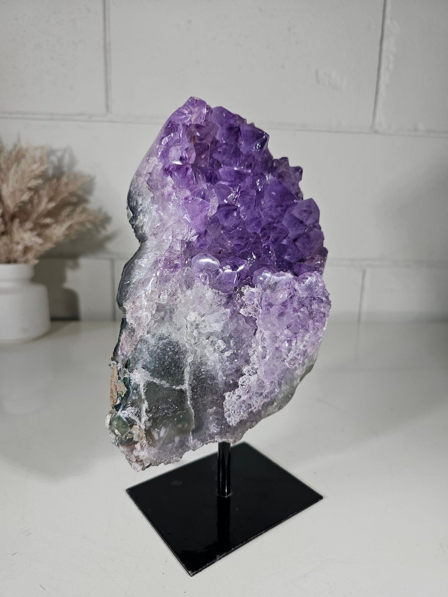 5.89 Lb Natural Amethyst Quartz Crystal Druzy on Stand (A57)