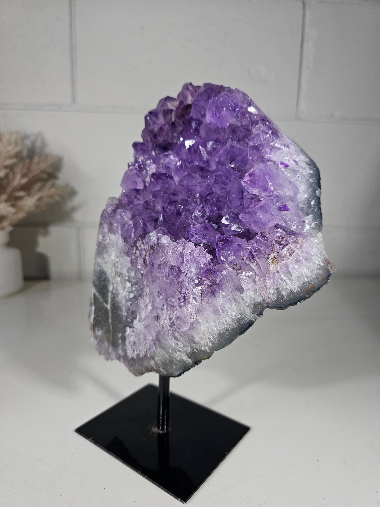 5.89 Lb Natural Amethyst Quartz Crystal Druzy on Stand (A57)