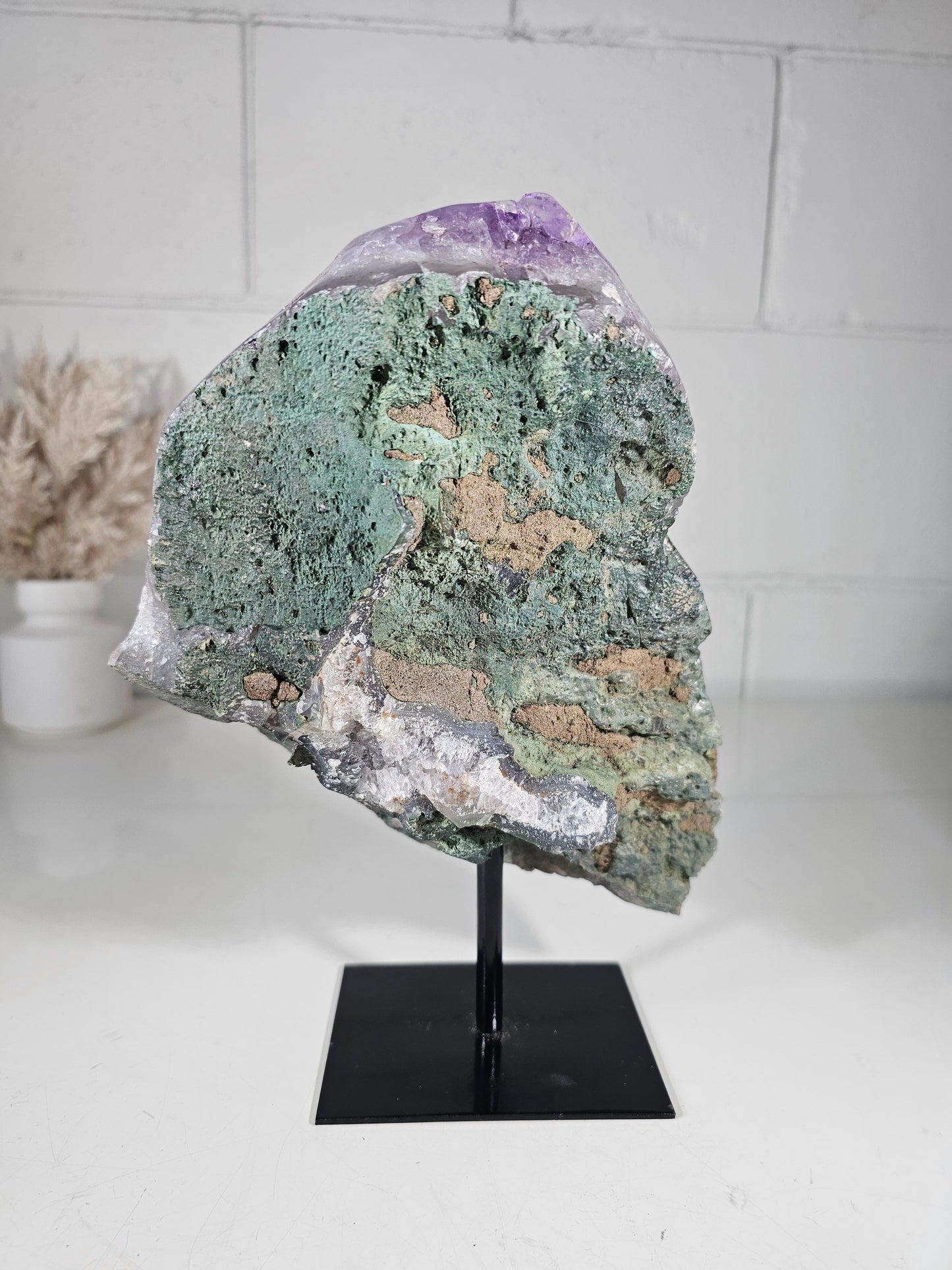 5.89 Lb Natural Amethyst Quartz Crystal Druzy on Stand (A57)