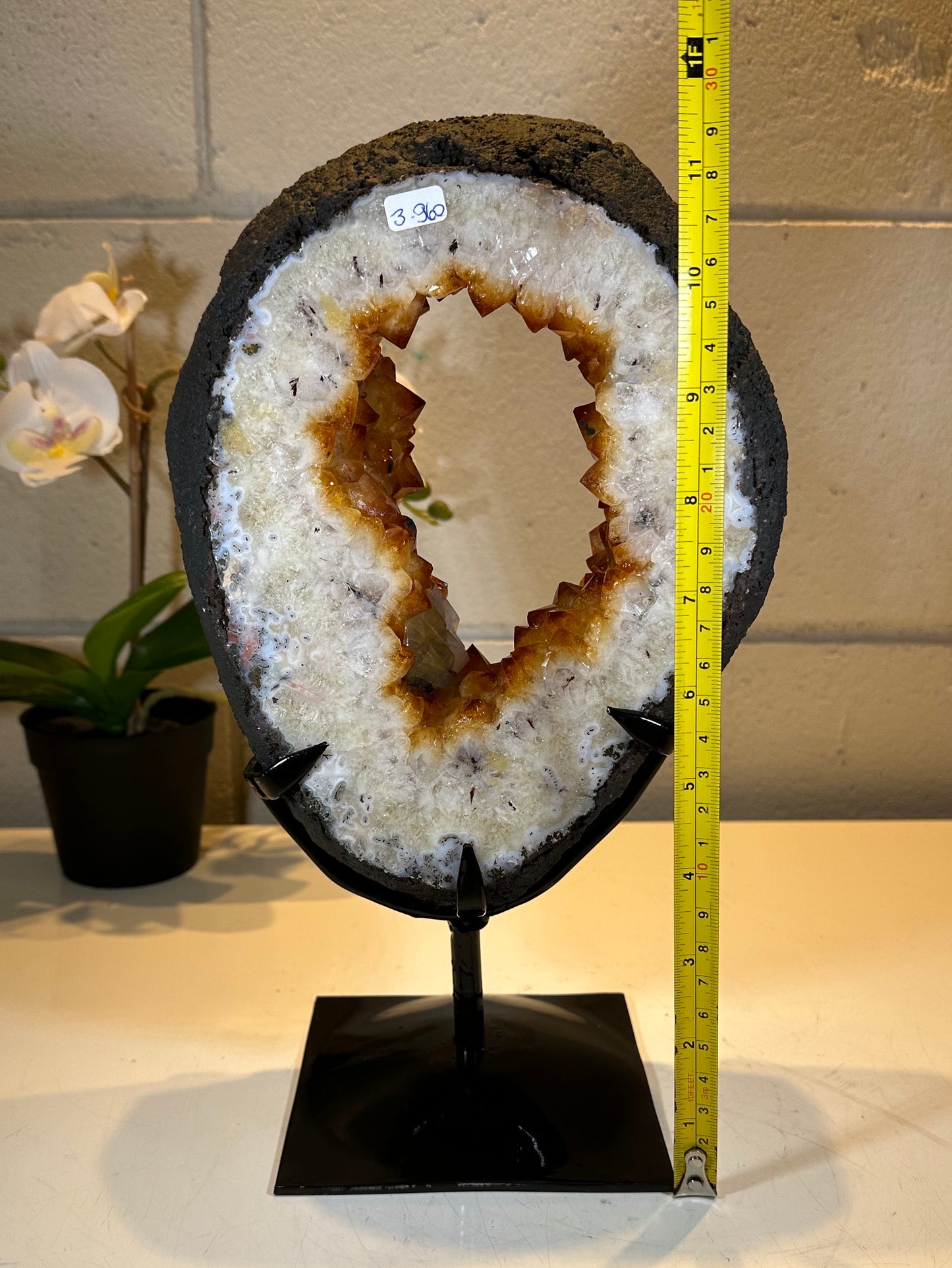 8.58 LB  AAA Citrine Portal Quartz Crystal Druzy on Stand (A47)