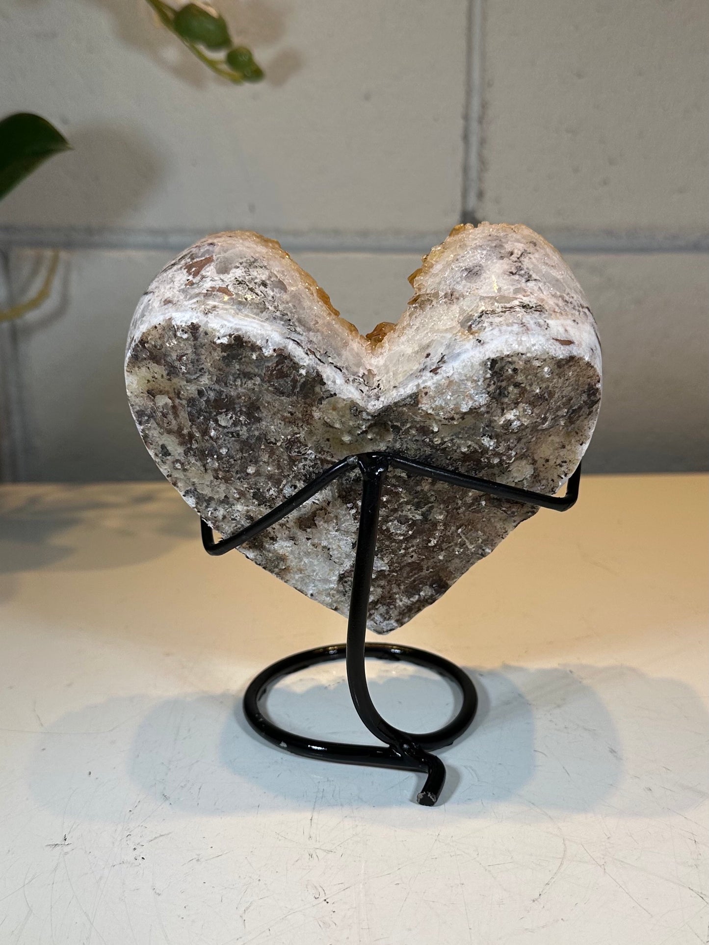 1.54 LB AAA Heart Citrine Quartz Crystal Druzy on Stand (A49)