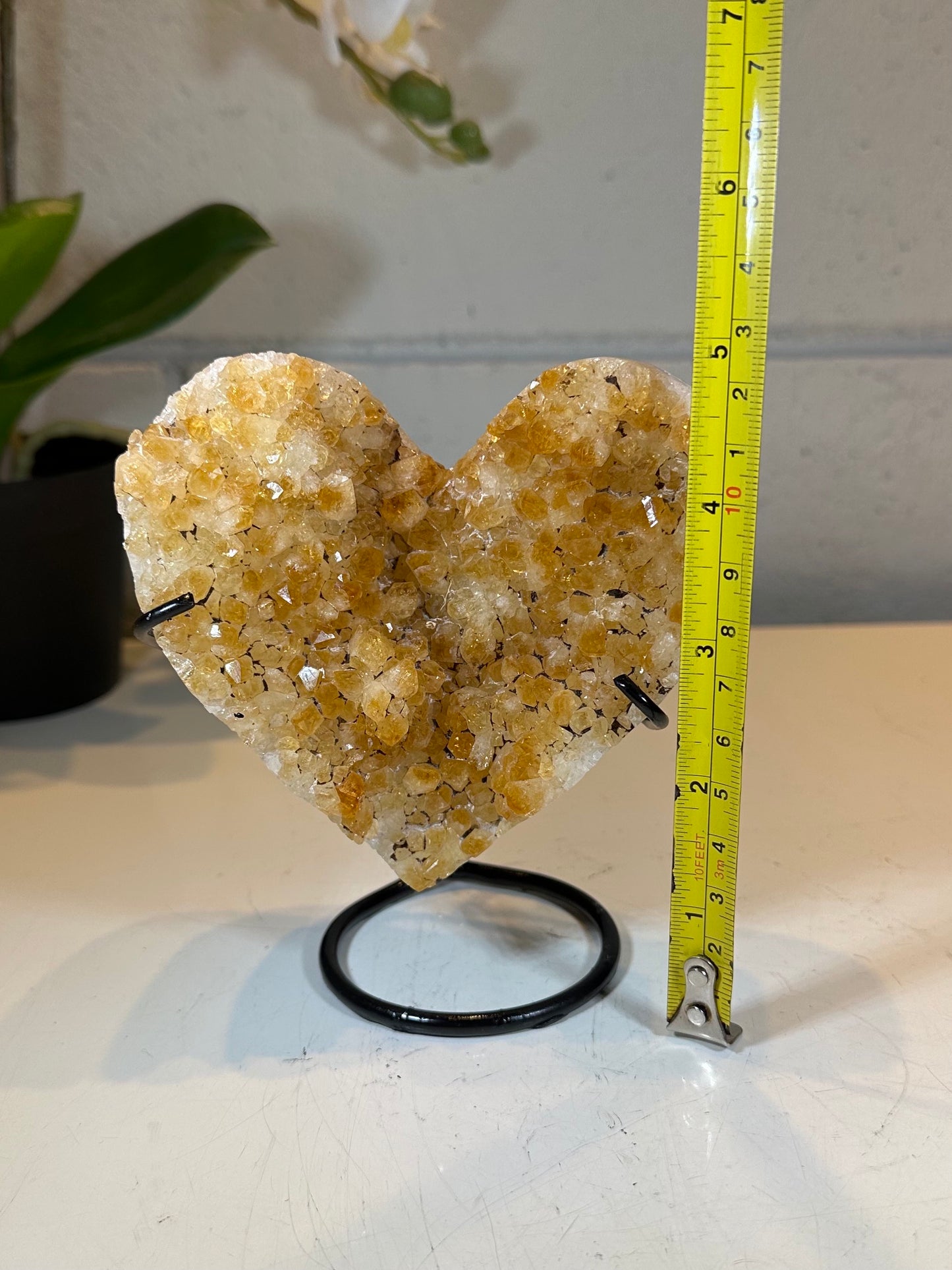 1.54 LB AAA Heart Citrine Quartz Crystal Druzy on Stand (A49)