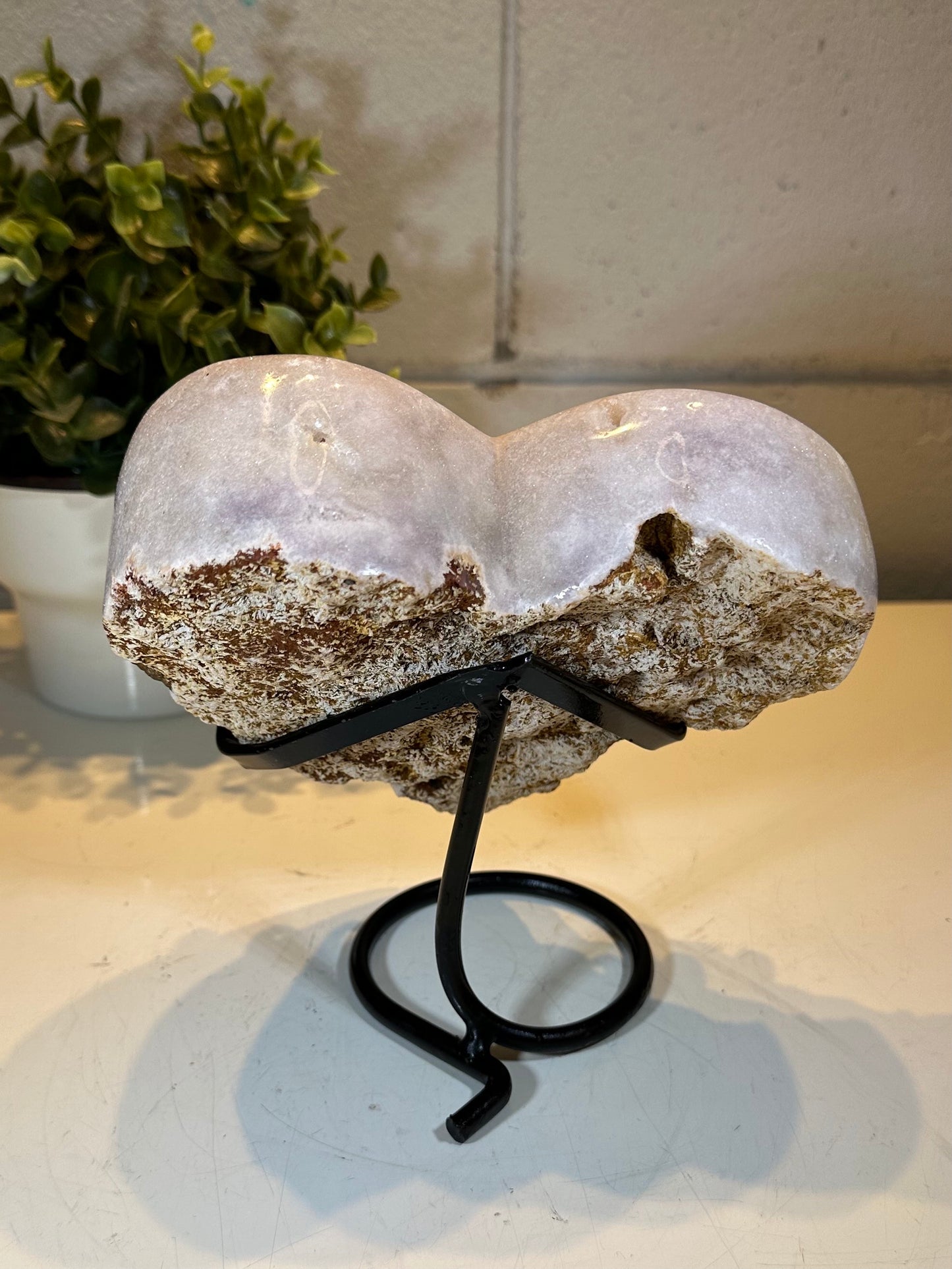 3.43 lb AAA Heart Amethyst Quartz Crystal Druzy on Stand (A46)