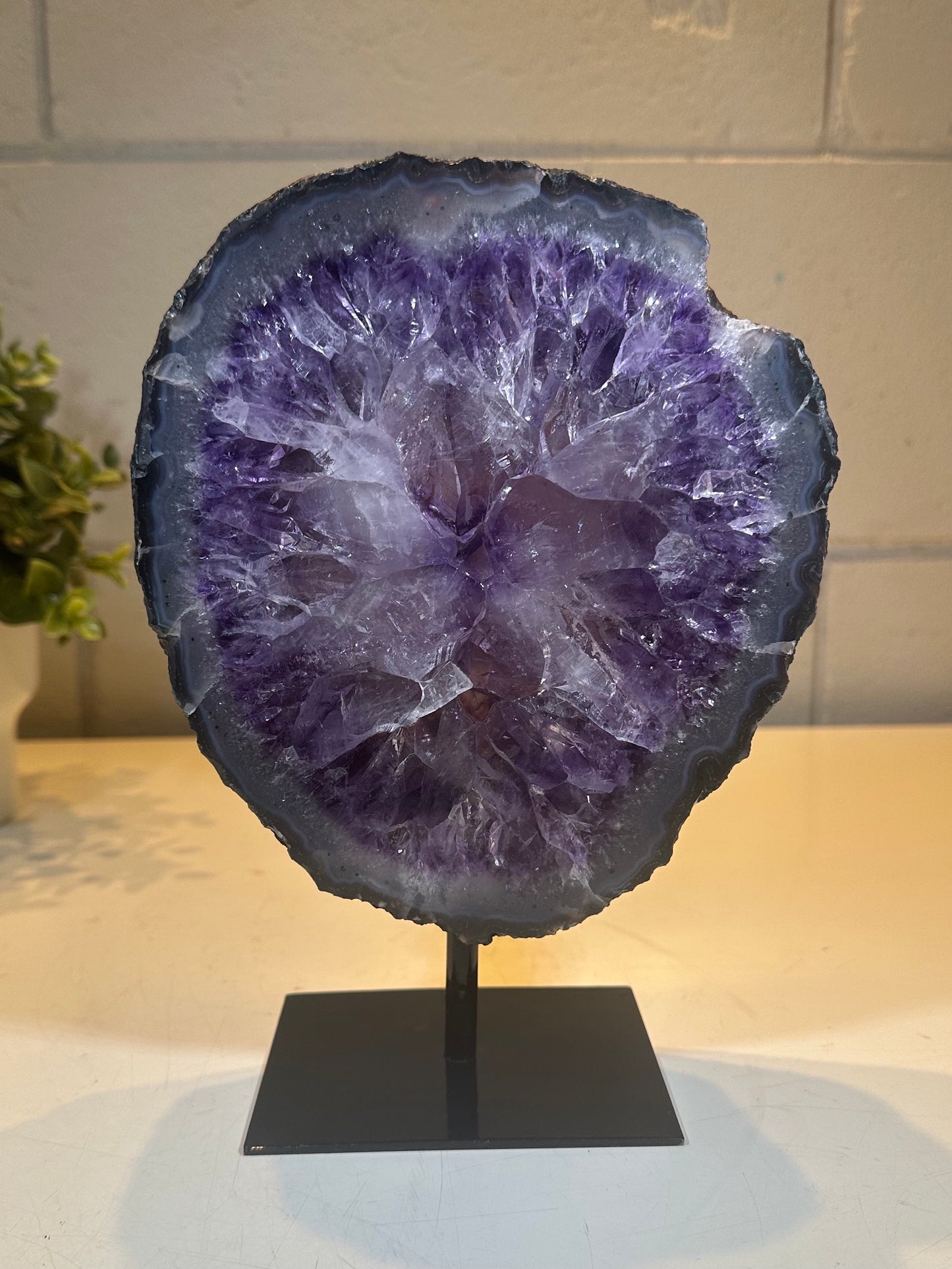 5.06 Lb AAA Natural Amethyst Quartz Crystal Druzy on Stand  (A56)