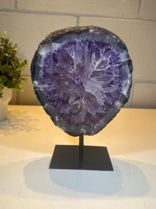 5.06 Lb AAA Natural Amethyst Quartz Crystal Druzy on Stand  (A56)