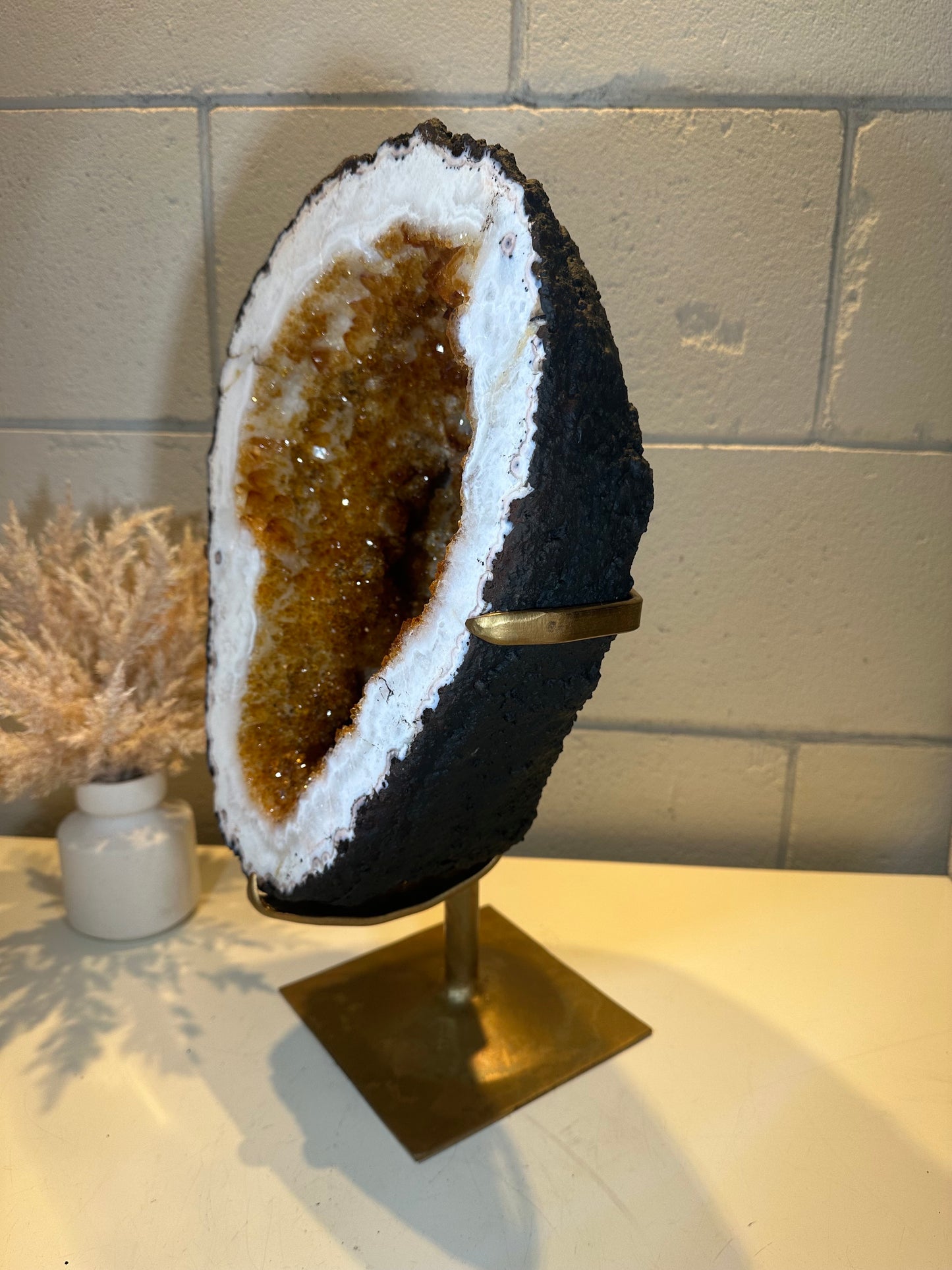 20.02 LB AAA CITRINE Quartz Crystal Druzy Large on Stand (A16)