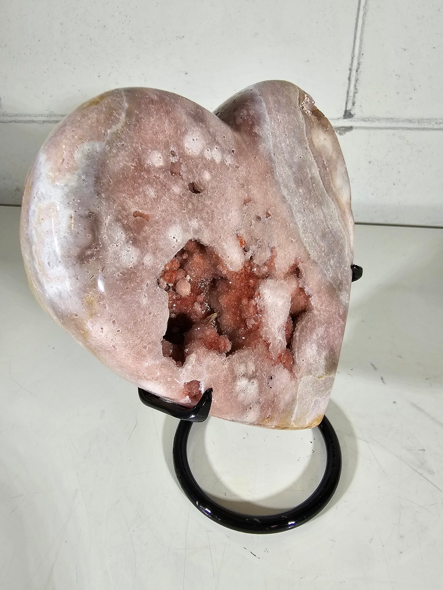 2.86 AAA Pink Heart Amethyst Quartz Crystal Druzy Large on Stand (A28)