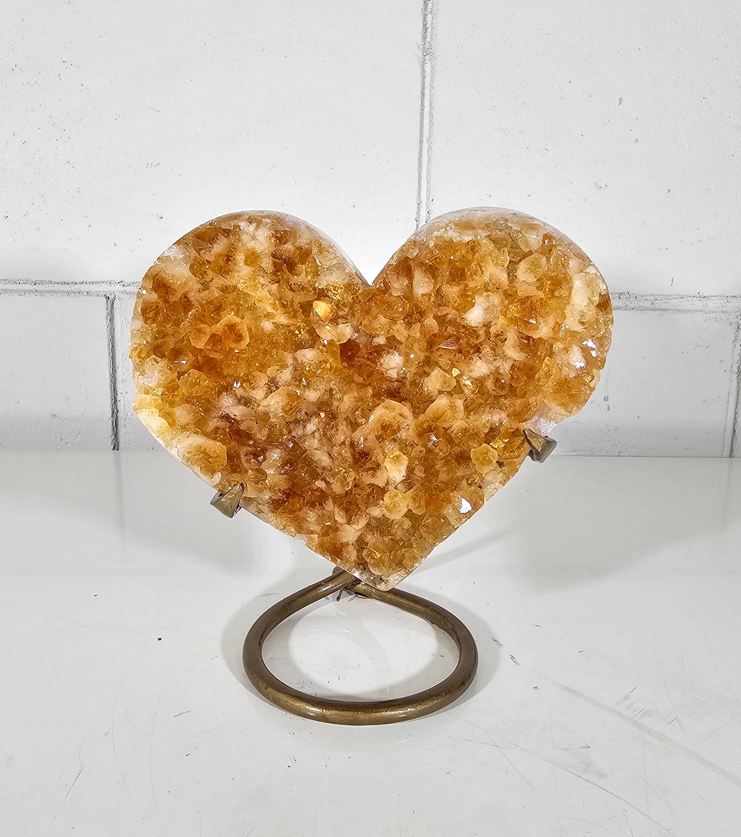 2.64 LB AAA Heart CITRINE Quartz Crystal Druzy on Stand  (A29)