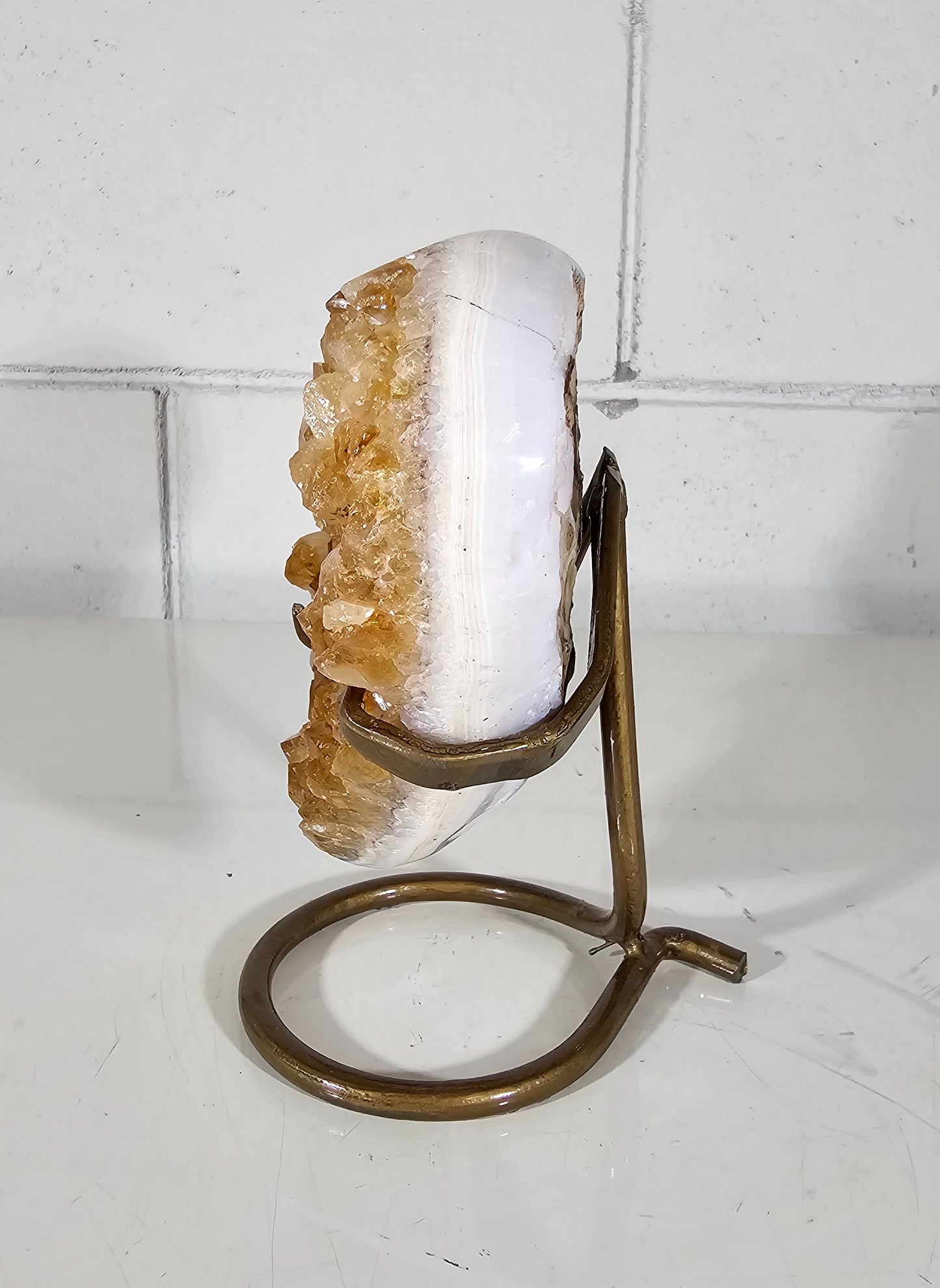 2.64 LB AAA Heart CITRINE Quartz Crystal Druzy on Stand  (A29)