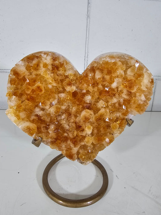 2.64 LB AAA Heart CITRINE Quartz Crystal Druzy on Stand  (A29)