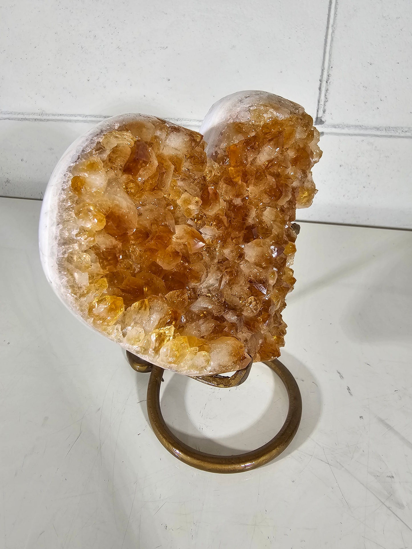 2.64 LB AAA Heart CITRINE Quartz Crystal Druzy on Stand  (A29)