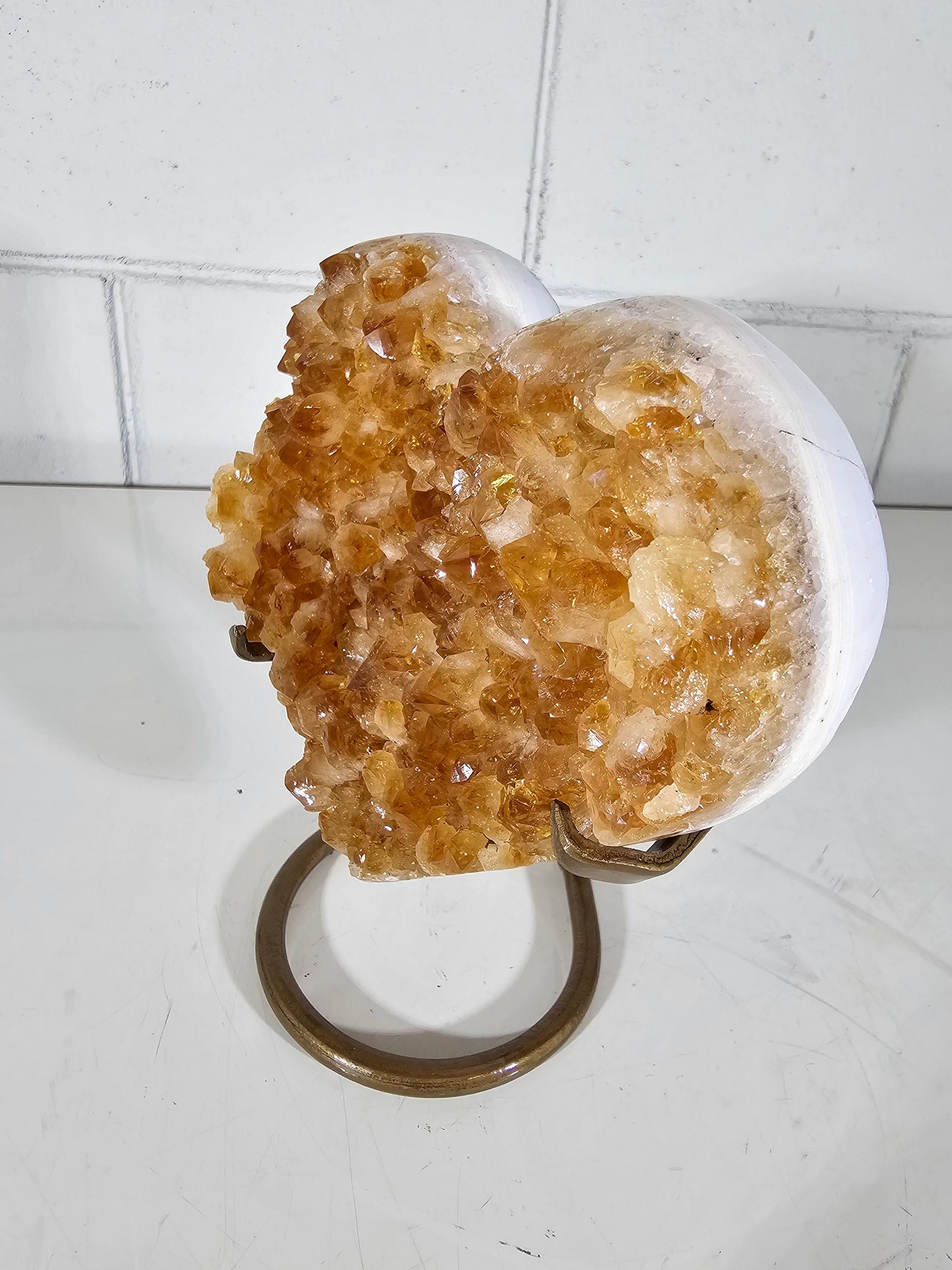 2.64 LB AAA Heart CITRINE Quartz Crystal Druzy on Stand  (A29)