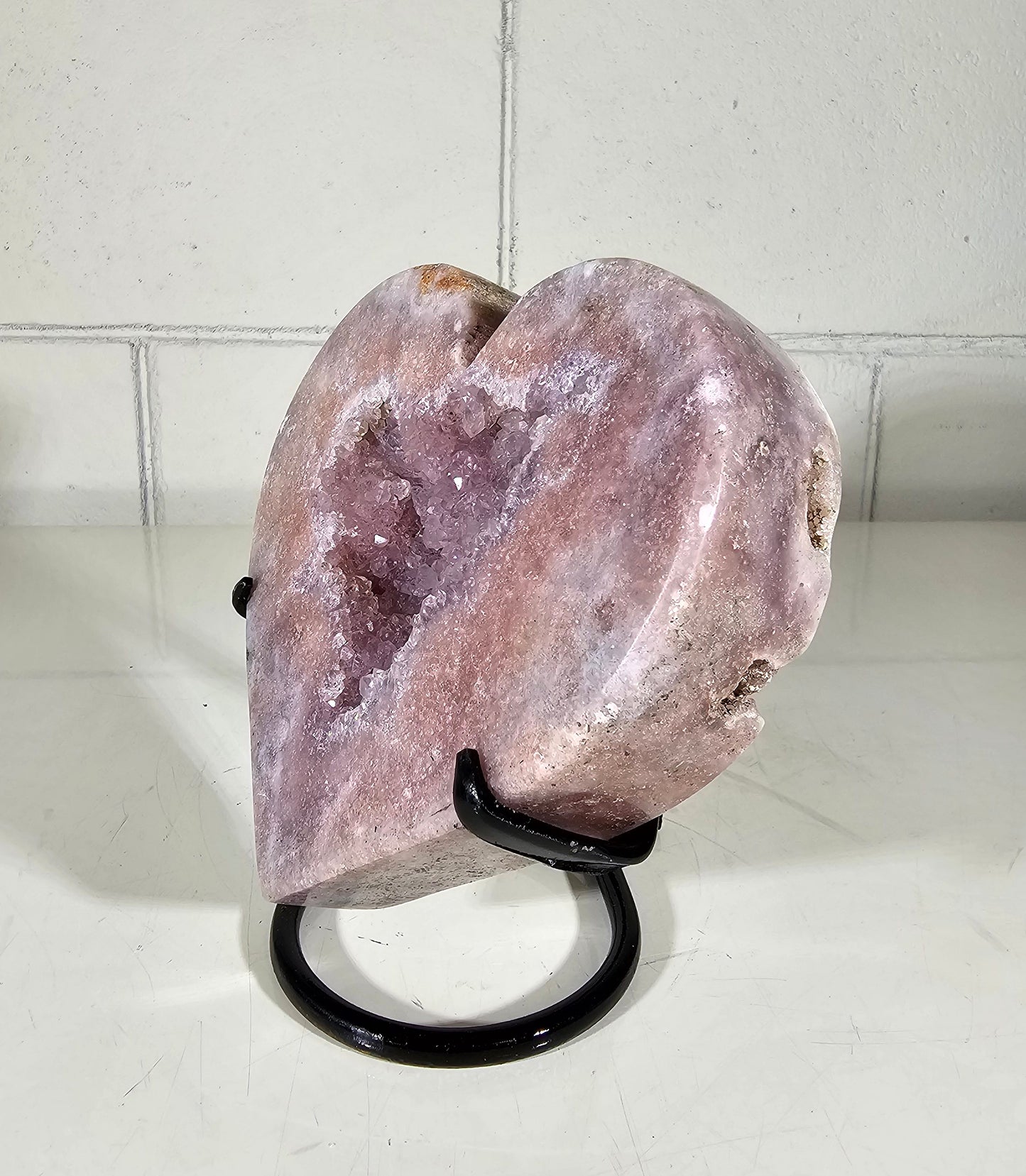 2.64 AAA Pink Heart Amethyst Quartz Crystal Druzy on Stand (A31)