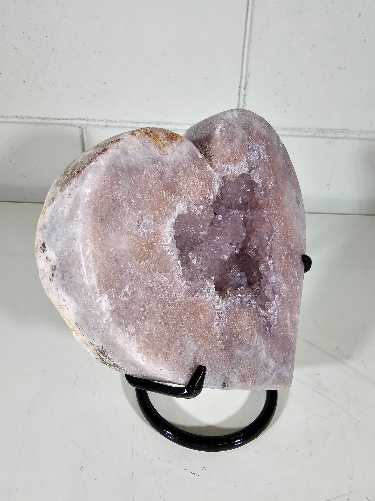 2.64 AAA Pink Heart Amethyst Quartz Crystal Druzy on Stand (A31)