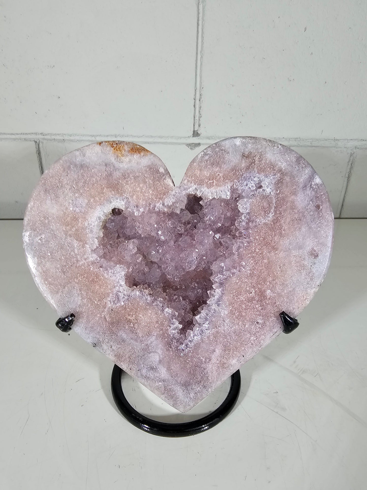 2.64 AAA Pink Heart Amethyst Quartz Crystal Druzy on Stand (A31)