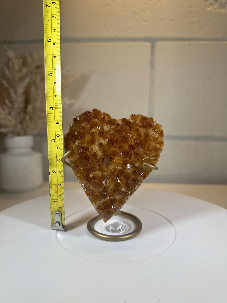 0.74 LB AAA Heart Citrine Quartz Crystal Druzy on Stand (A48)