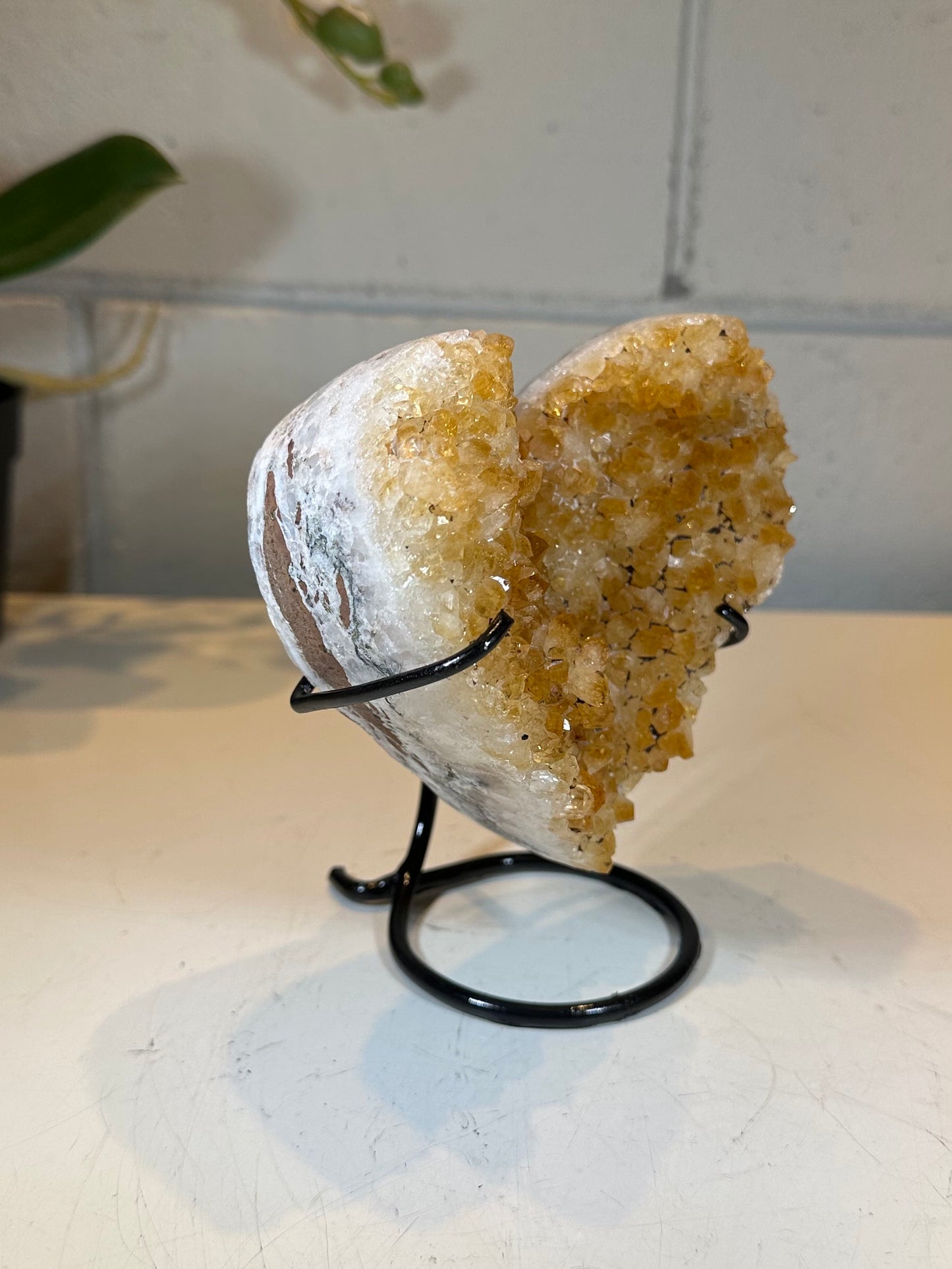 1.54 LB AAA Heart Citrine Quartz Crystal Druzy on Stand (A49)