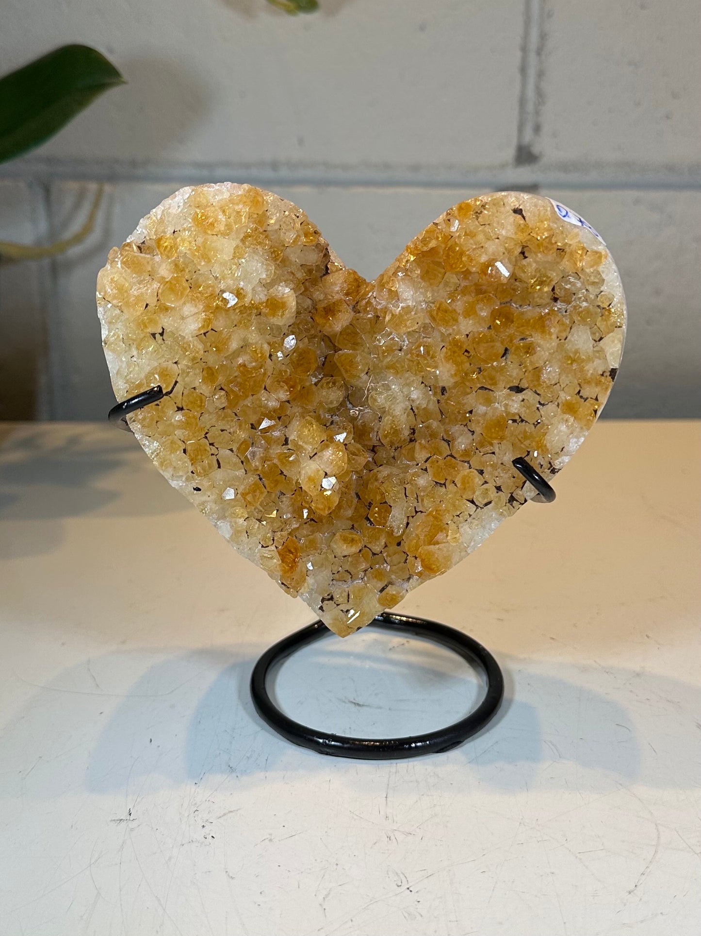 1.54 LB AAA Heart Citrine Quartz Crystal Druzy on Stand (A49)