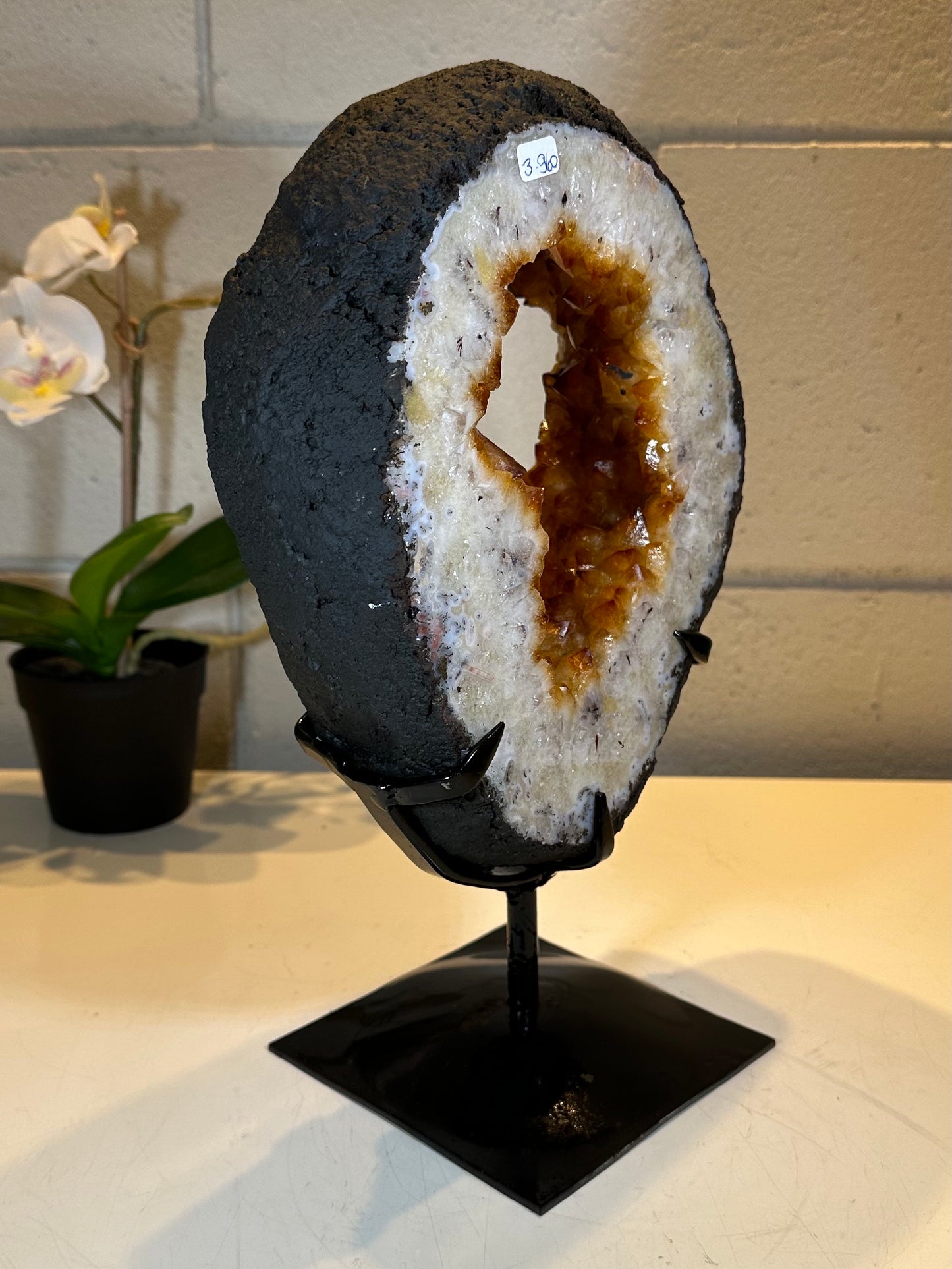 8.58 LB  AAA Citrine Portal Quartz Crystal Druzy on Stand (A47)