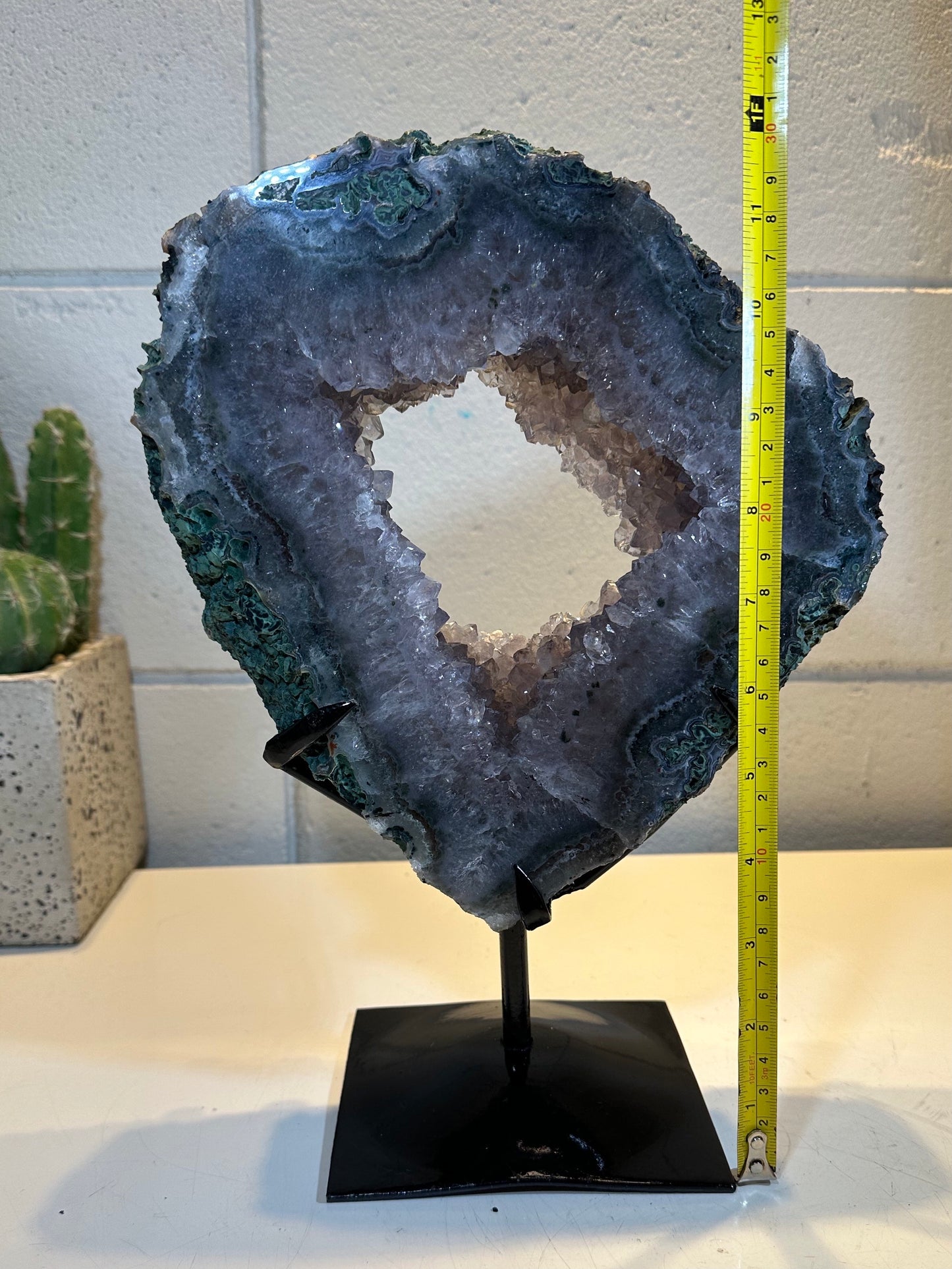 7.34 LB  Natural Druzy Amethyst Portal Quartz Crystal  on Stand (A50)