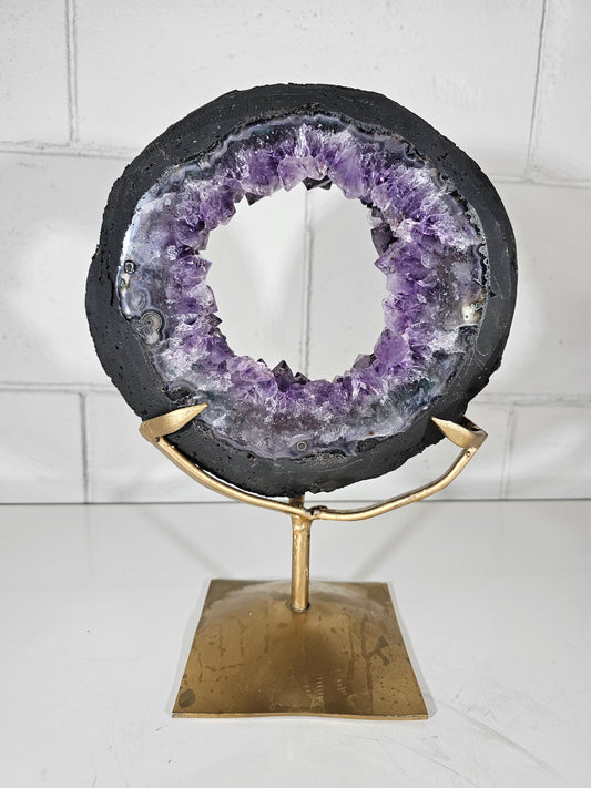 6.74 LB AAA Natural Amethyst Quartz Crystal Druzy Portal Large Dark Purple (A2)