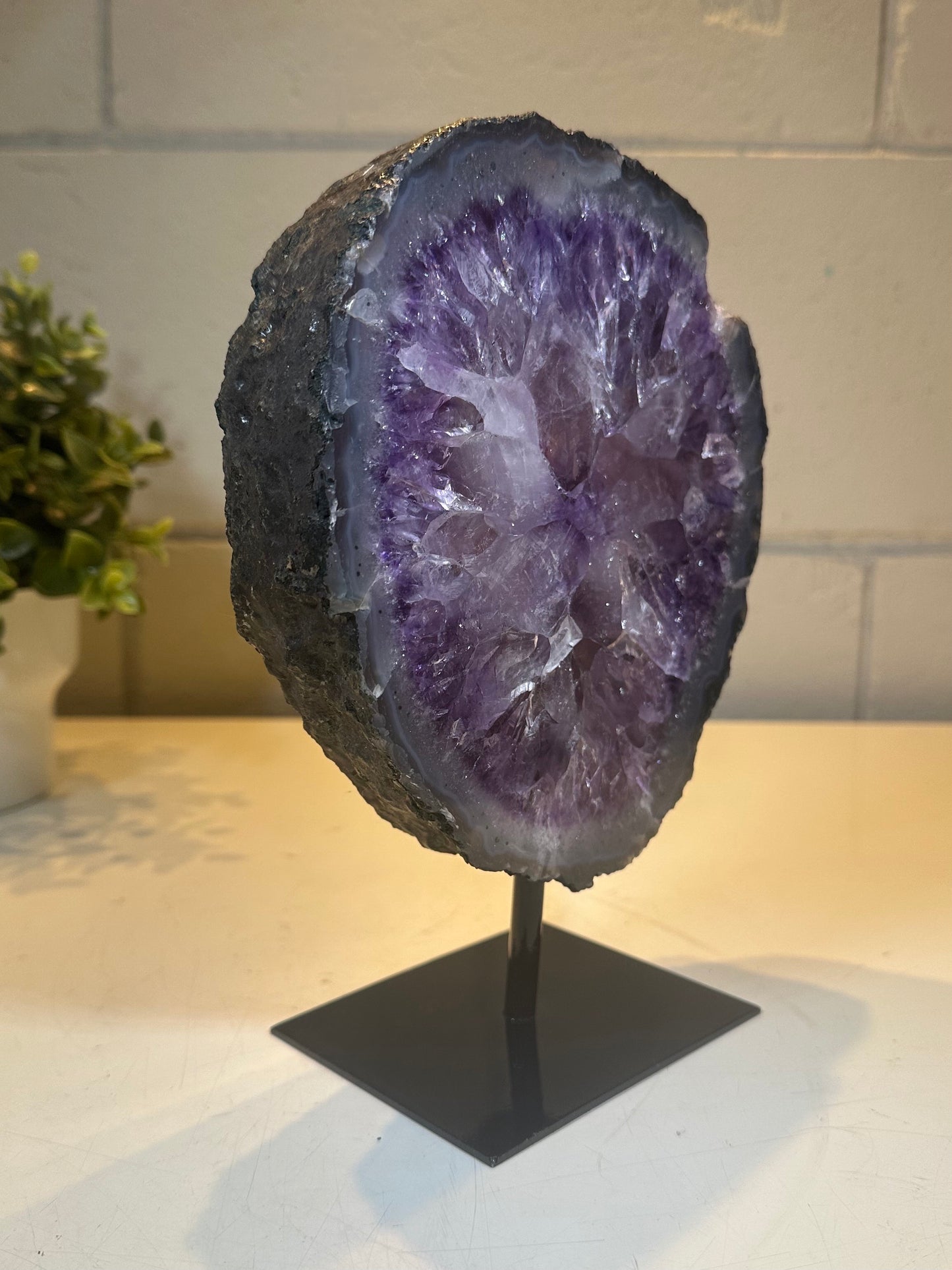 5.06 Lb AAA Natural Amethyst Quartz Crystal Druzy on Stand  (A56)