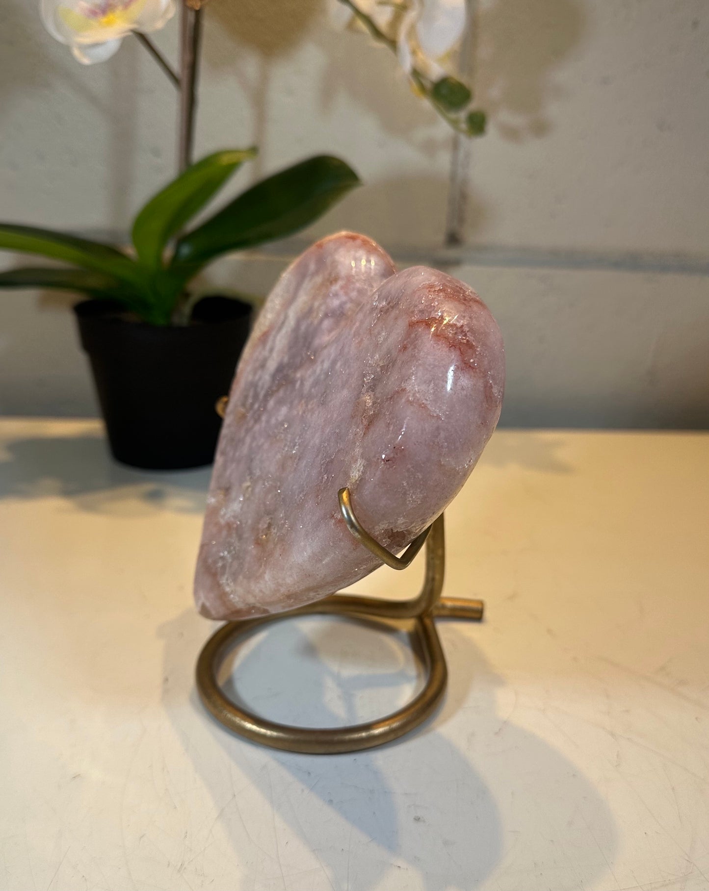 1.80 LB AAA Pink Heart Amethyst Quartz Crystal Druzy on Stand (A43)