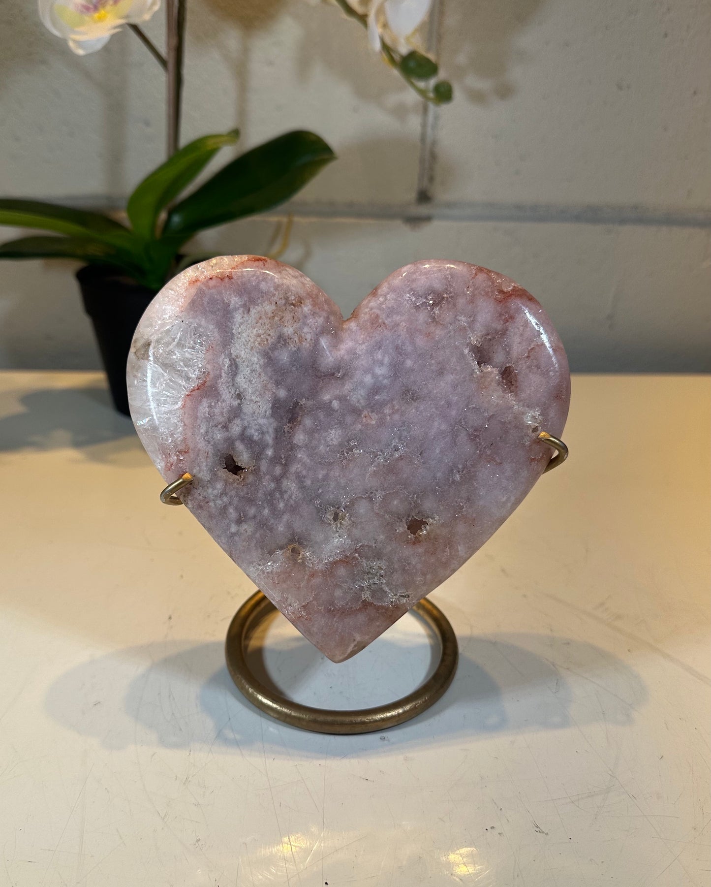 1.80 LB AAA Pink Heart Amethyst Quartz Crystal Druzy on Stand (A43)