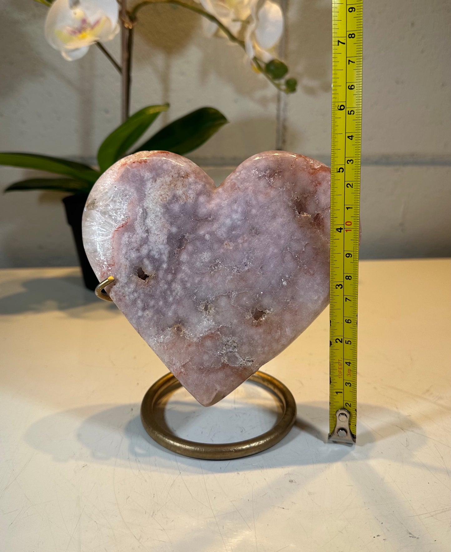 1.80 LB AAA Pink Heart Amethyst Quartz Crystal Druzy on Stand (A43)