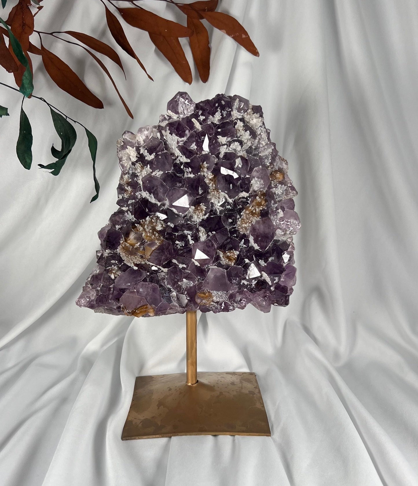 3.82 LB AAA Natural Amethyst Quartz Crystal With Calcite (0011)