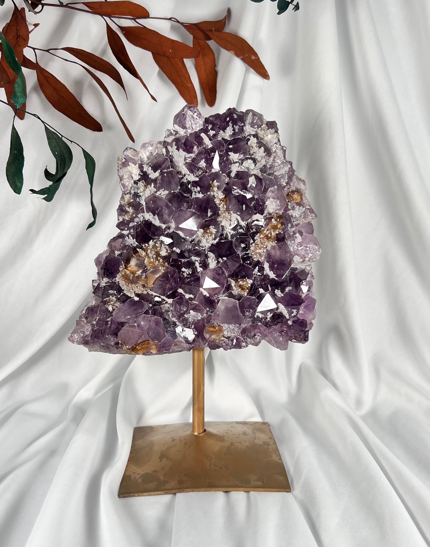 3.82 LB AAA Natural Amethyst Quartz Crystal With Calcite (0011)