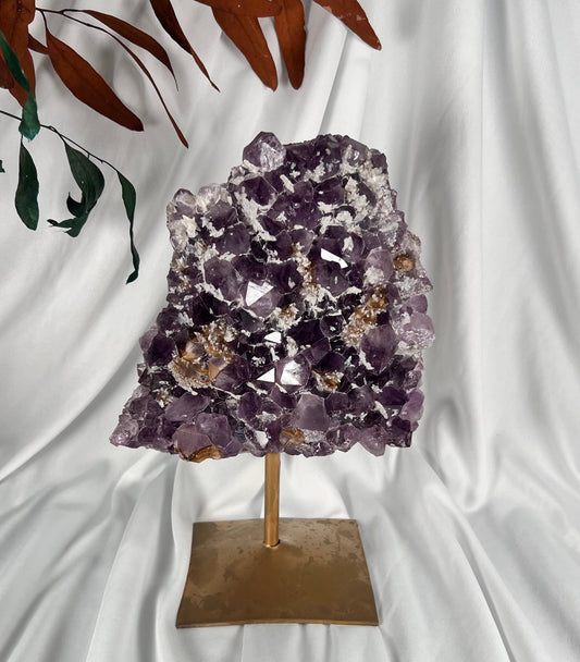 3.82 LB AAA Natural Amethyst Quartz Crystal With Calcite (0011)