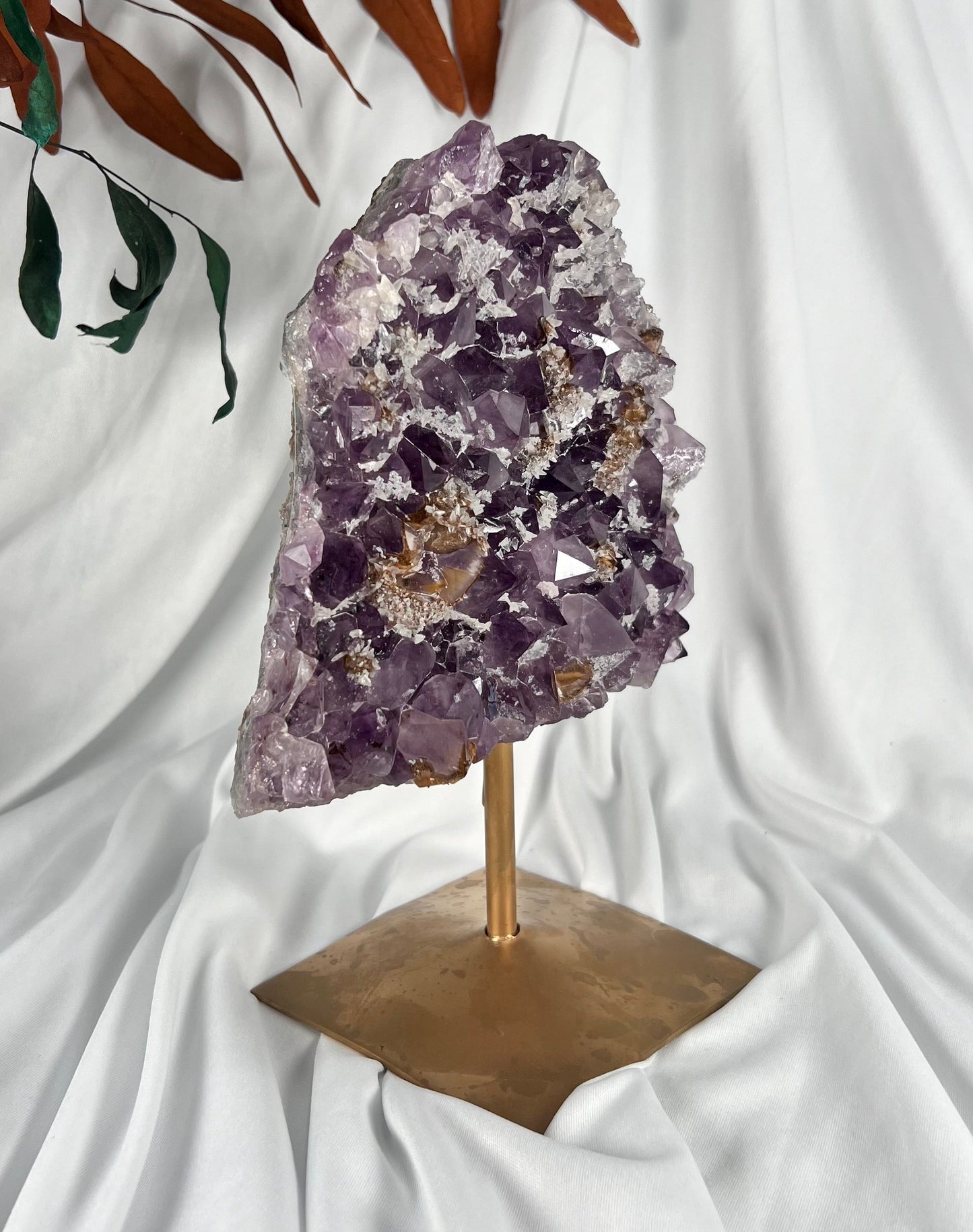 3.82 LB AAA Natural Amethyst Quartz Crystal With Calcite (0011)